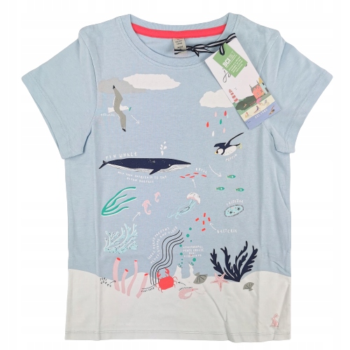 

Błękitny t-shirt w aplikacje Joules 110 z krótkim