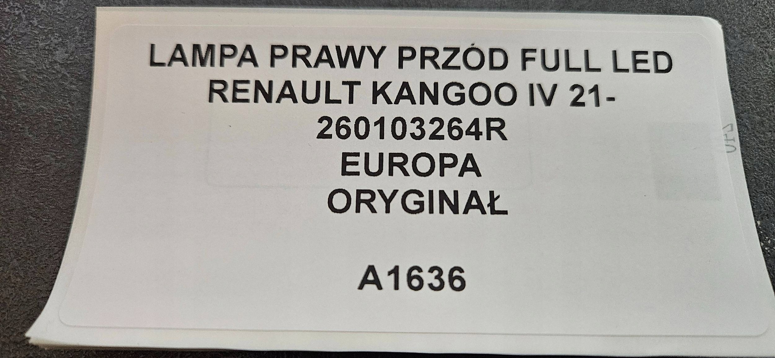 light right front FULL LED RENAULT KANGOO IV 21- original 260103264R