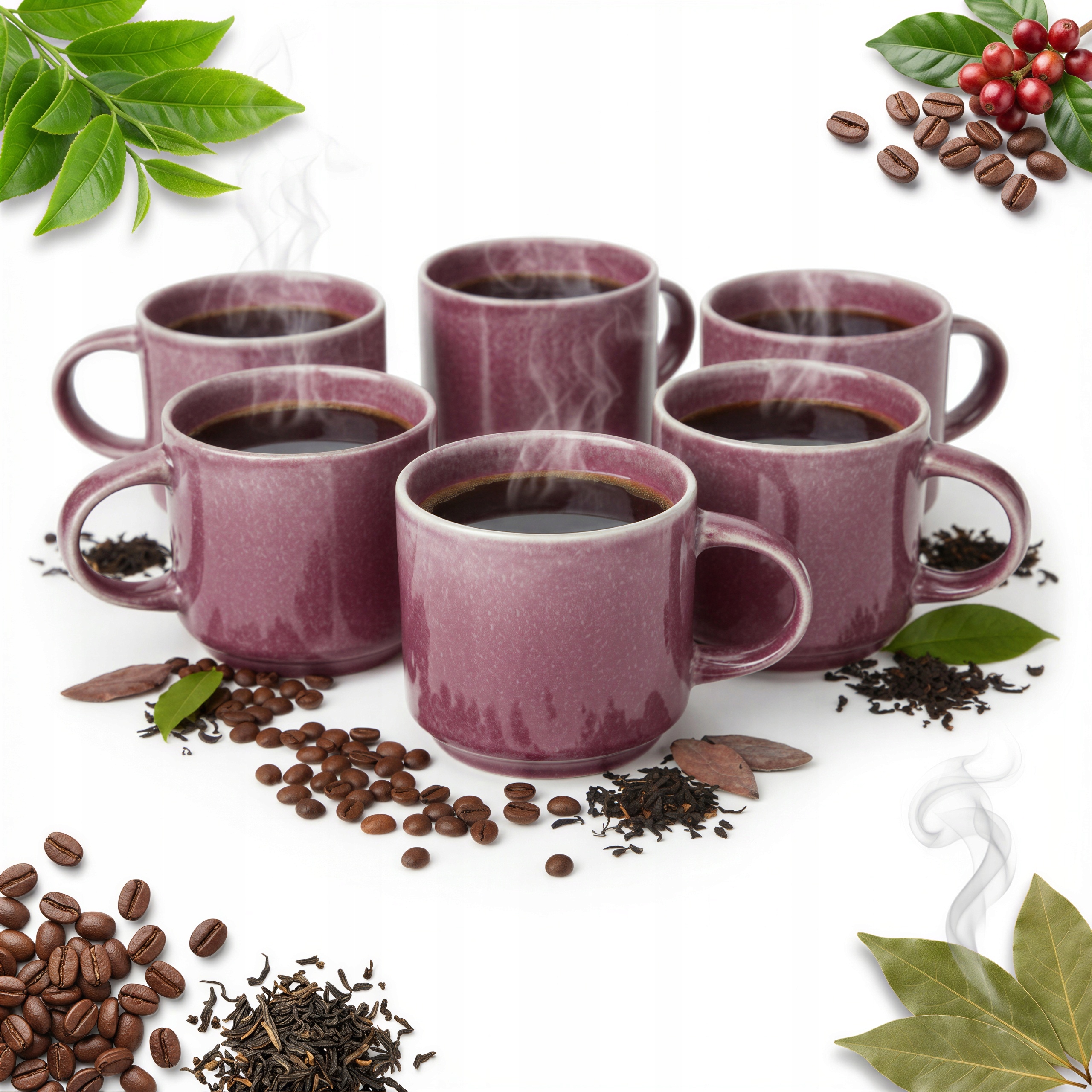 Šálky Na Čajovou Kávu Hrnek Set 6 ks Fielotow-švestková Keramika 350 ml