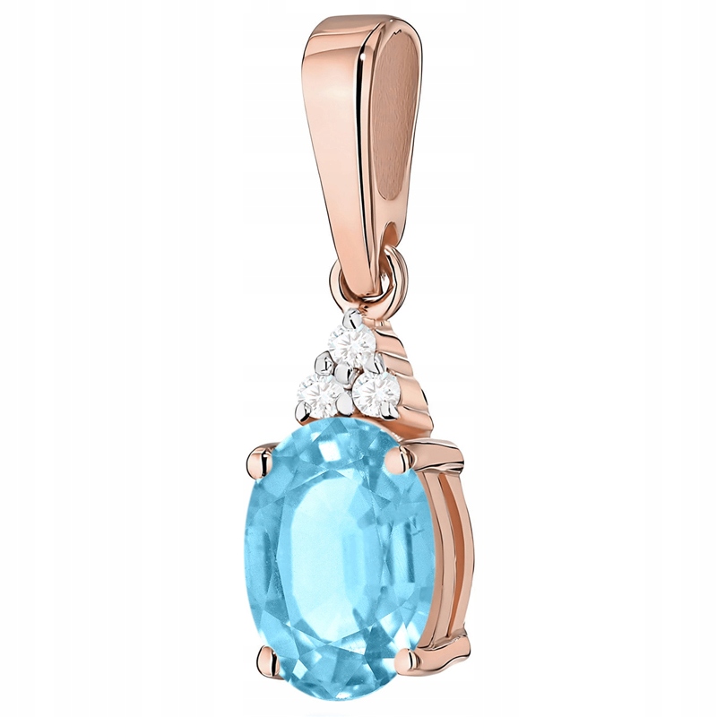 Krásný Zlatý Přívěsek Přívěsek pr. 585 s Topazem 0,90 ct a Brilianty 14k