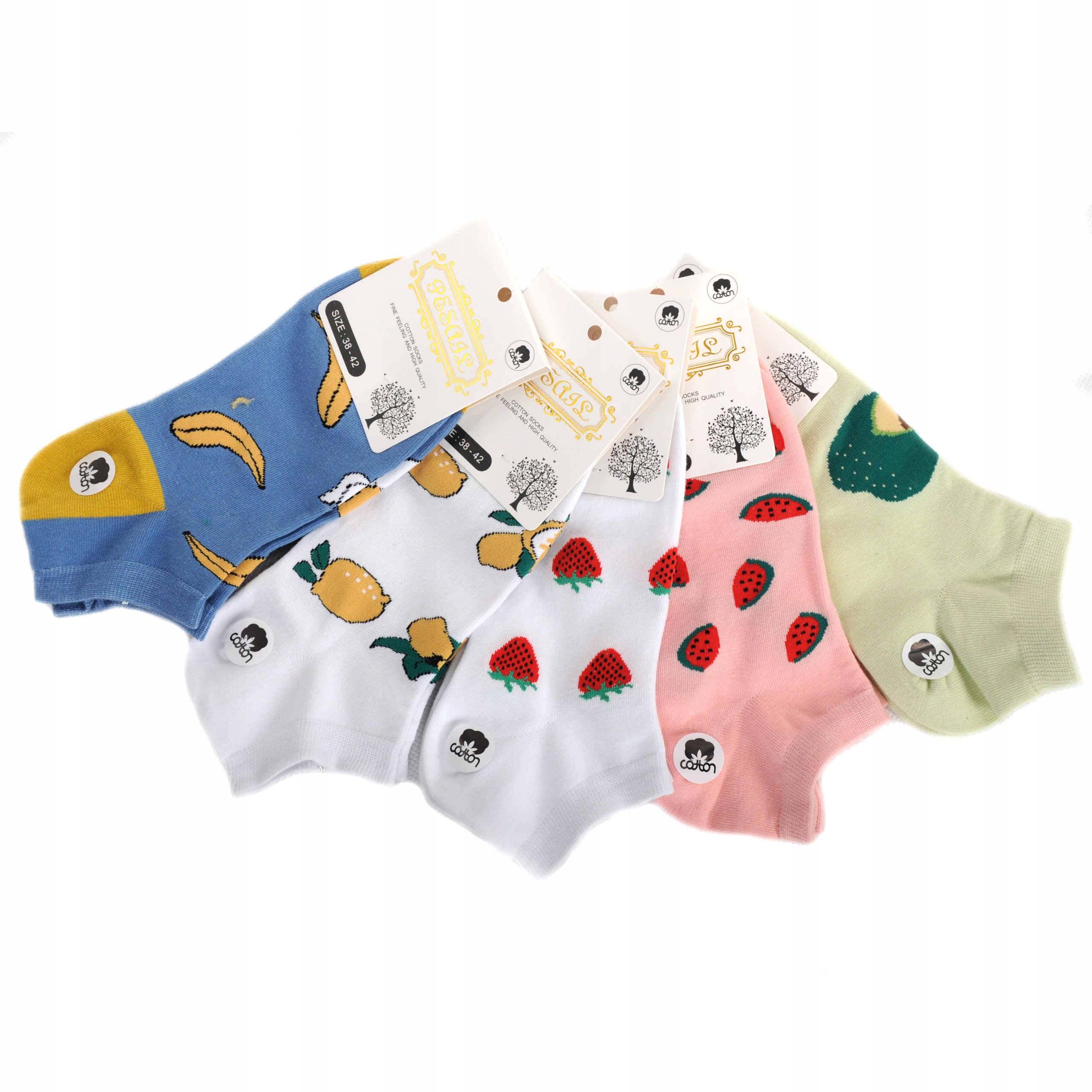 

Śliczne Skarpetki Krótkie Bawełniane Damskie Owoce