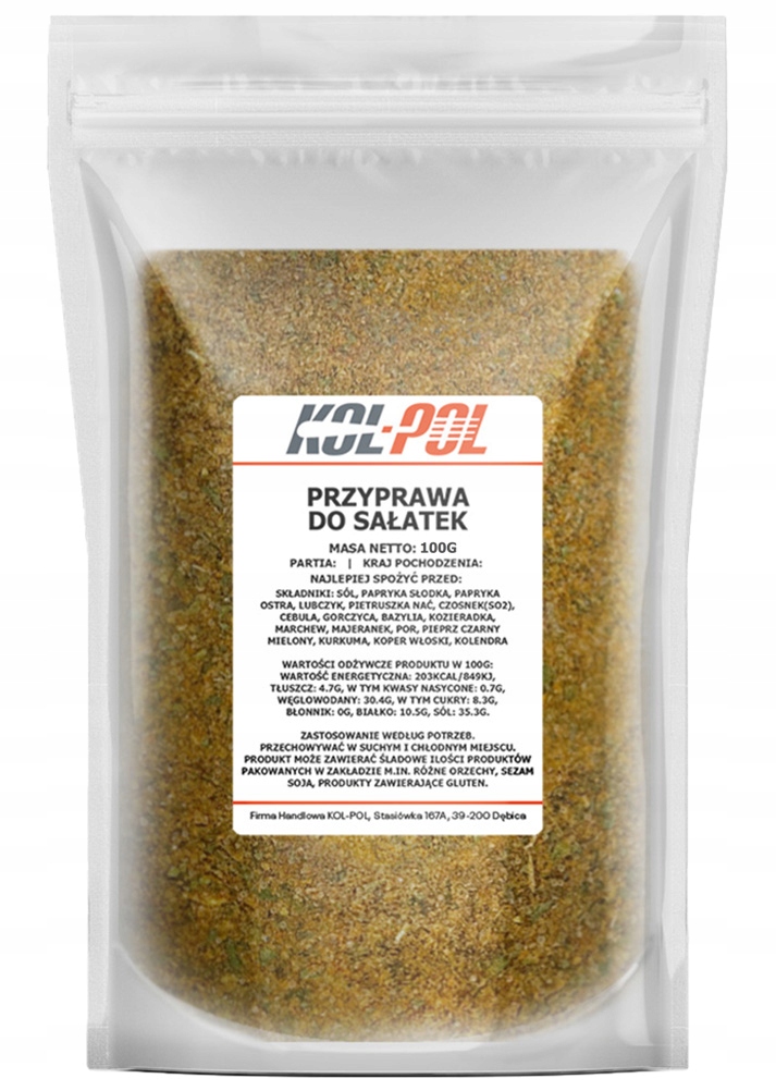 PRZYPRAWA DO SAŁATEK 100g Aromatyczna mieszanka Stan opakowania oryginalne