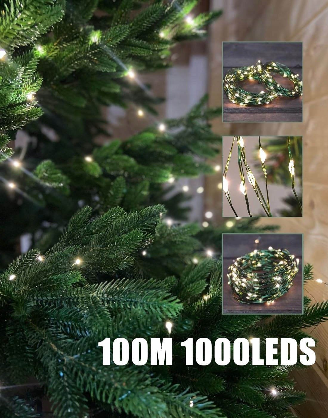 ERWAWEE Światełka Wodoodporne Świąteczne Girlanda Świetlna 100m 1000 LED — miniatura 5