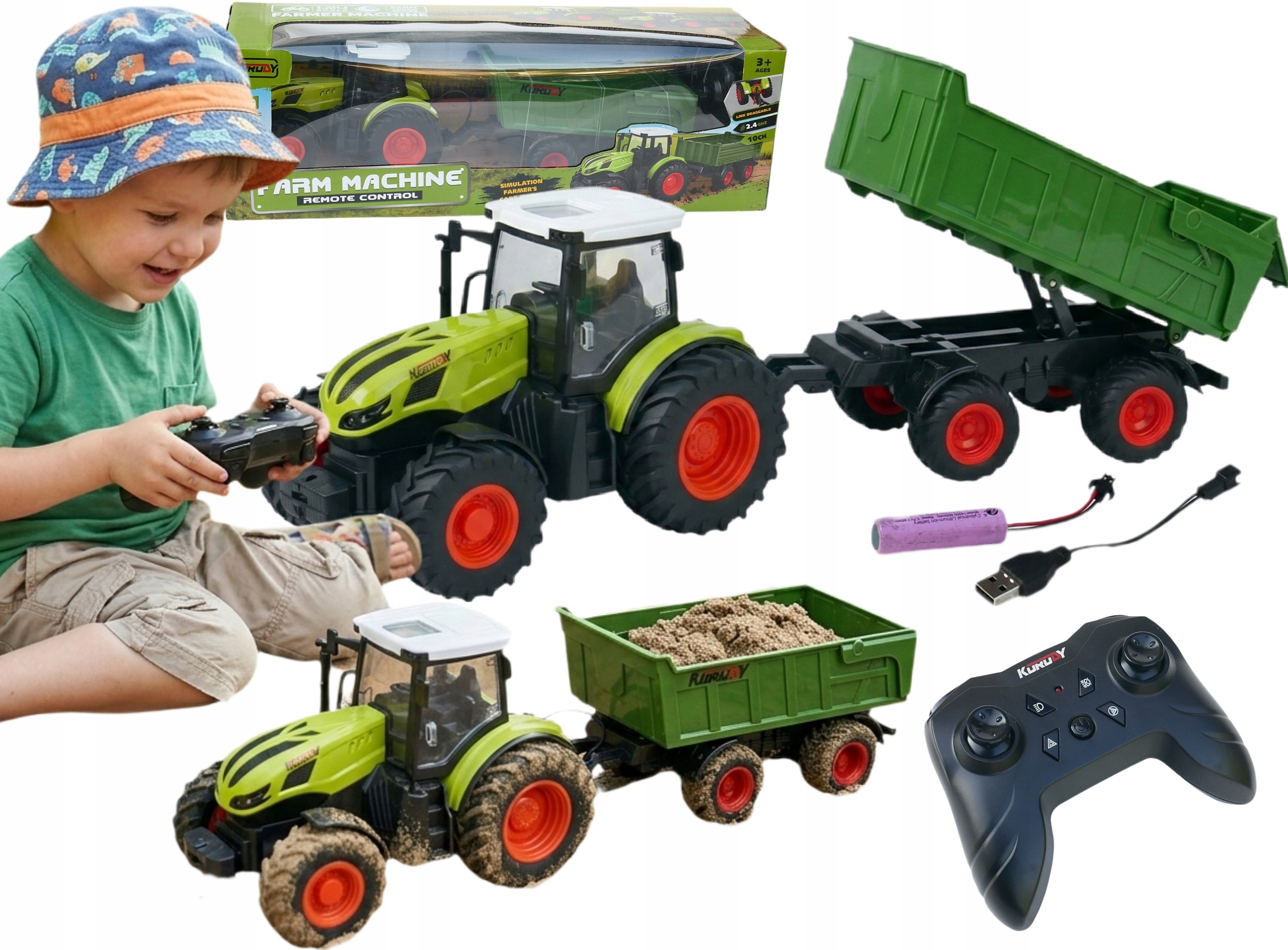 Duży traktor zdalnie sterowany na radio wywrotka sterowanie Rc skrzynią