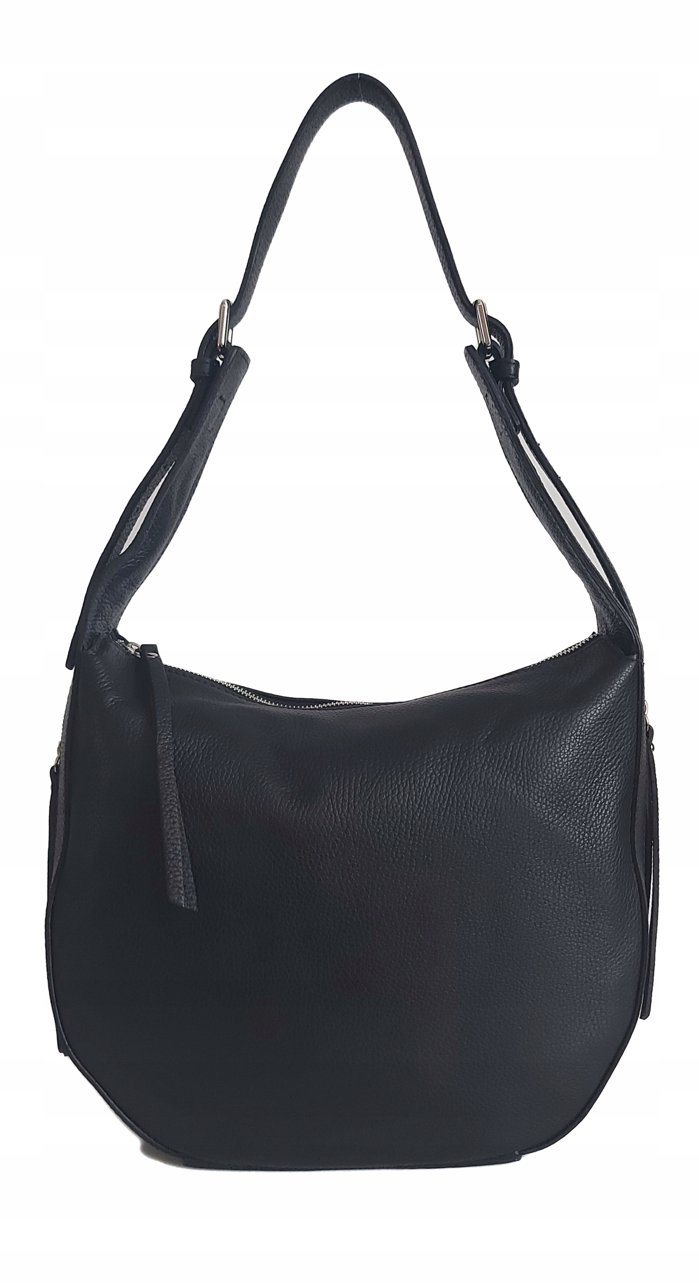 Velká italská kožená taška Vera Pelle je pohodlná a prostorná přes rameno Černá