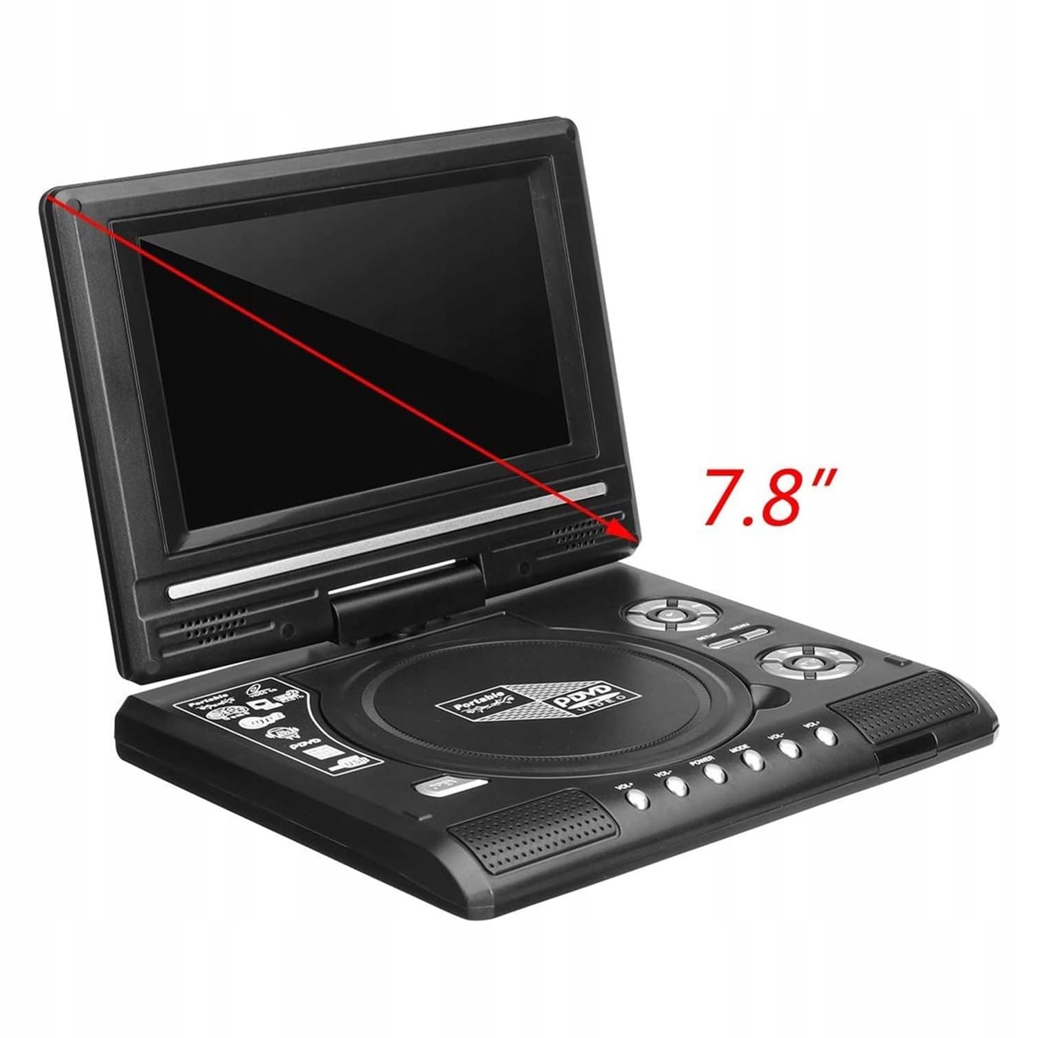 ODTWARZACZ DVD 7 PRZENOŚNY SAMOCHODOWY USB KONSOLA NAPĘD Model PRZENOŚNY ODTWARZACZ DVD