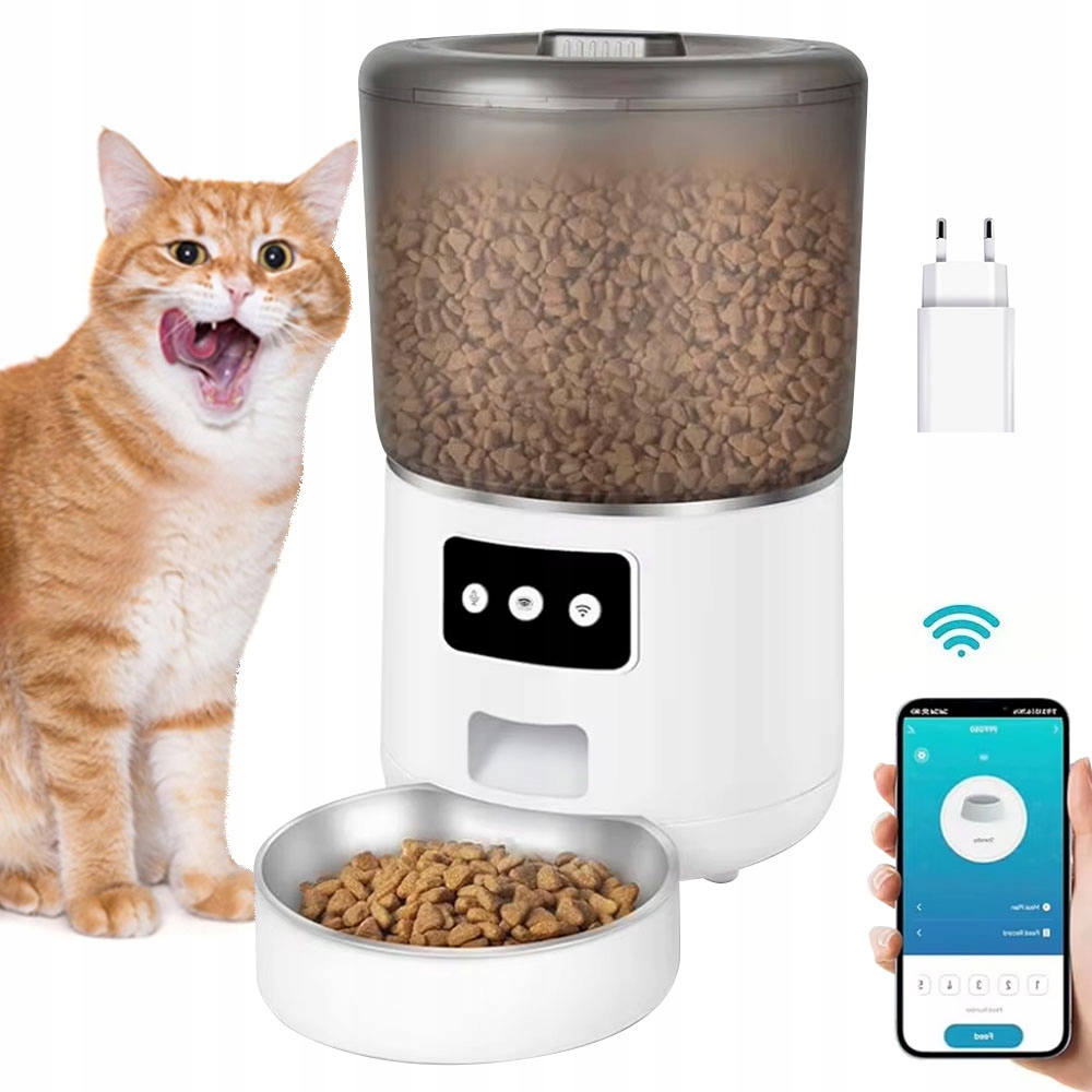 Levně Automatický Podavač Krmiva Pro Kočky Psa 4L Wifi Smart App Kontrola