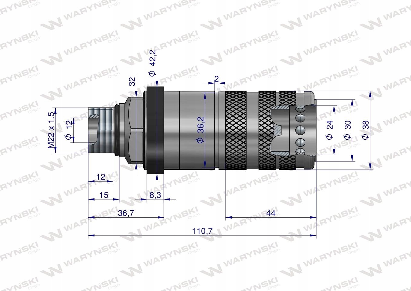 Szybkozlacze hydrauliczne zrywalne M22x1 5 WARYNSK Part manufacturer Warynski