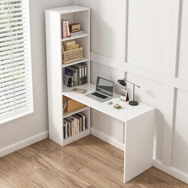 BIURKO KOMPUTEROWE NOWOCZESNE Z PÓŁKAMI SKANDYNAWSKI MŁODZIEŻOWE BIAŁE Marka MuvuHome