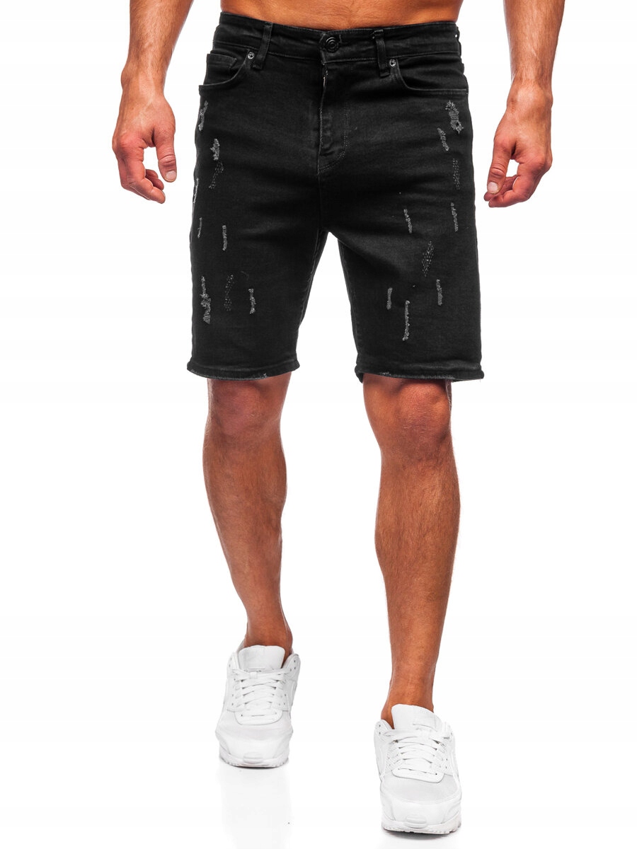 Kraťasy Pánské Džínové Kalhoty Černé 0621 DENLEY_30/S