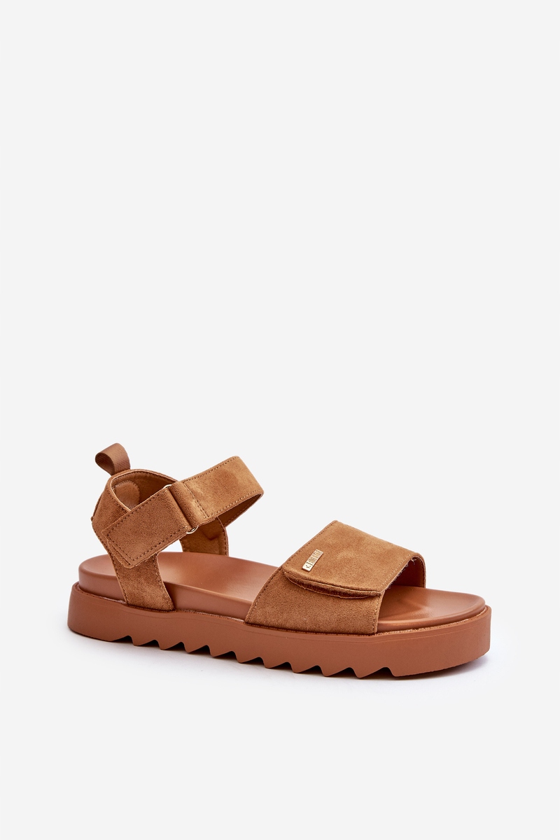 SANDAŁY DAMSKIE NA PLATFORMIE EKO ZAMSZ BIG STAR NN274705 BRĄZOWE 39 Oryginalne opakowanie producenta pudełko