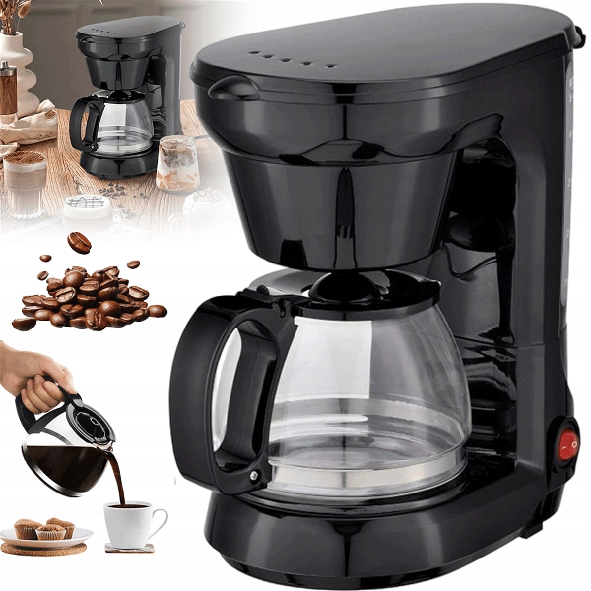 Kávovar 750 ML S Průhledným Sklem Pro Domácnost I Kancelář