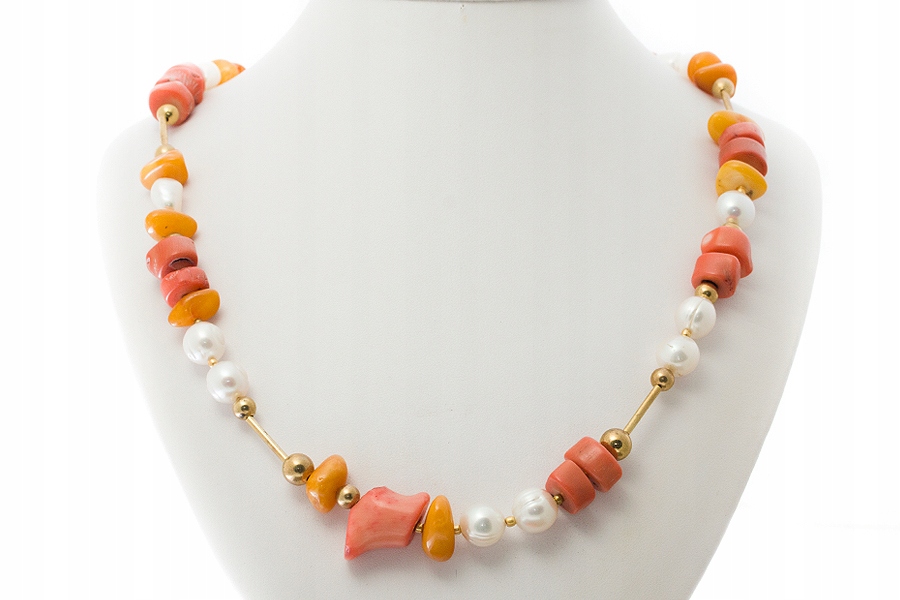 Náhrdelník Korál, Perla, Jantar Jantar (GNK29)