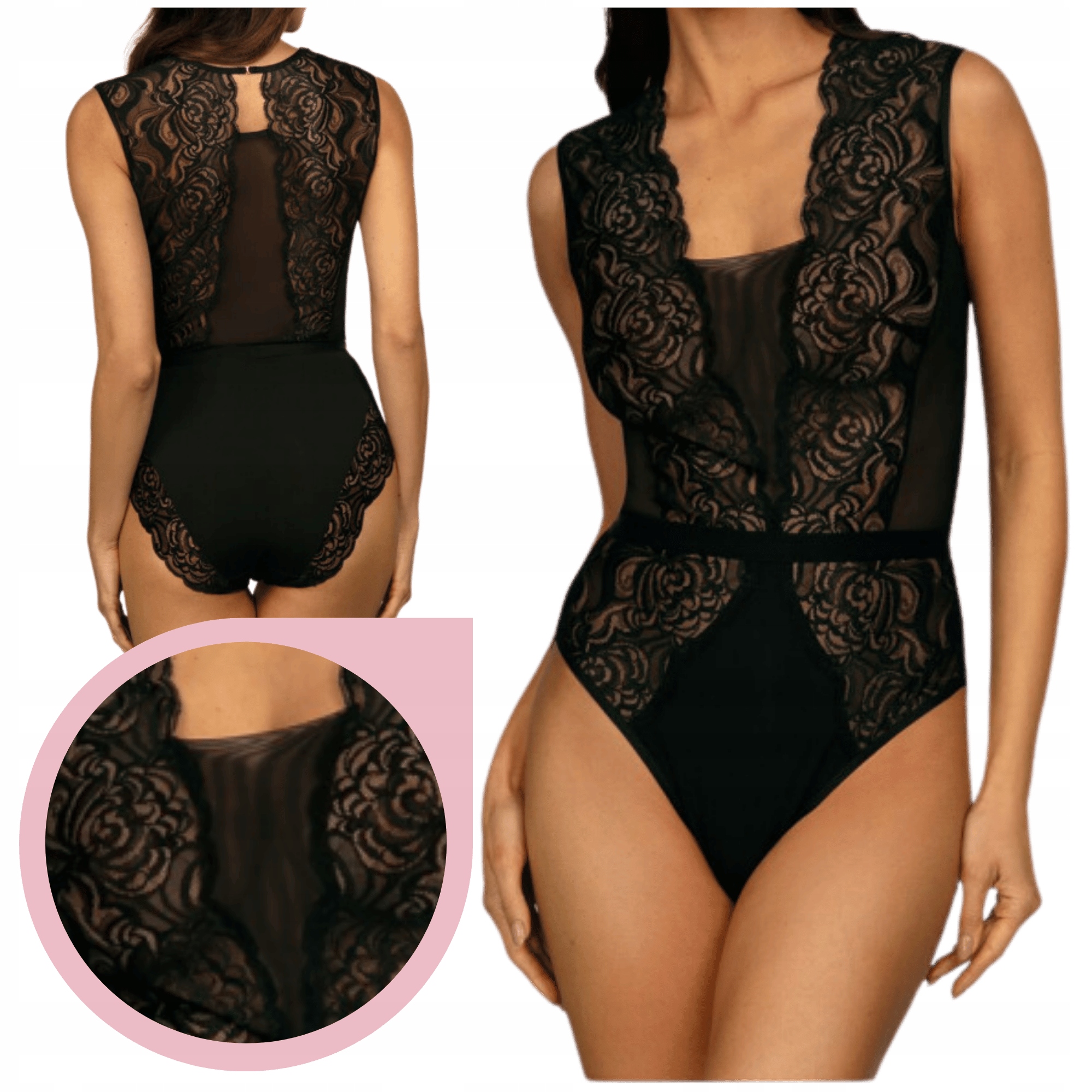 Body Ewa Bień Marisa D923 černé krajkové tyl smyslné vel. M