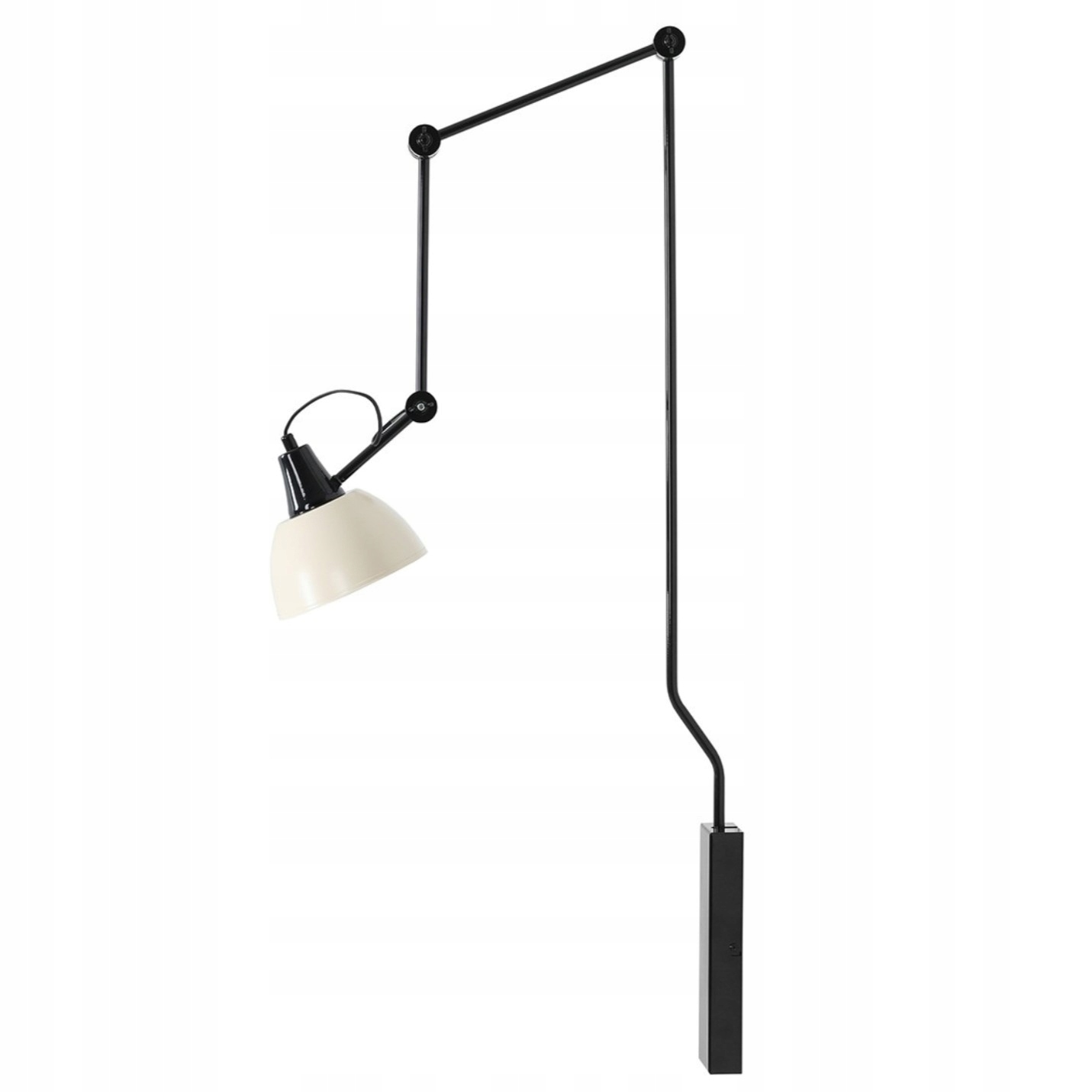 Kinkiet, lampa ścienna regulowana czarna kremowy klosz do salonu Aida Gloss