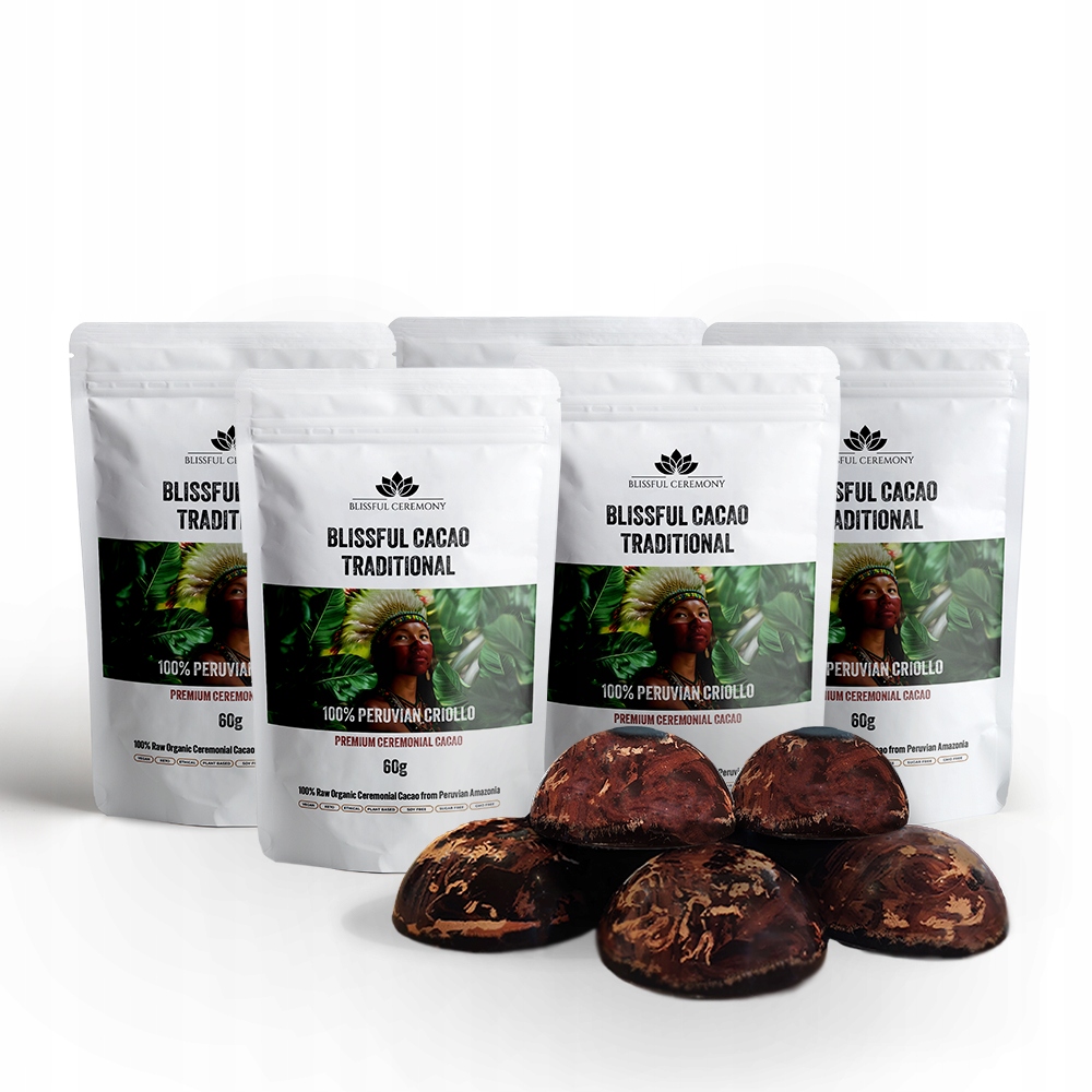 Obřadní kakao surové bez cukru 5 kusů Peru Criollo Traditional 300 g