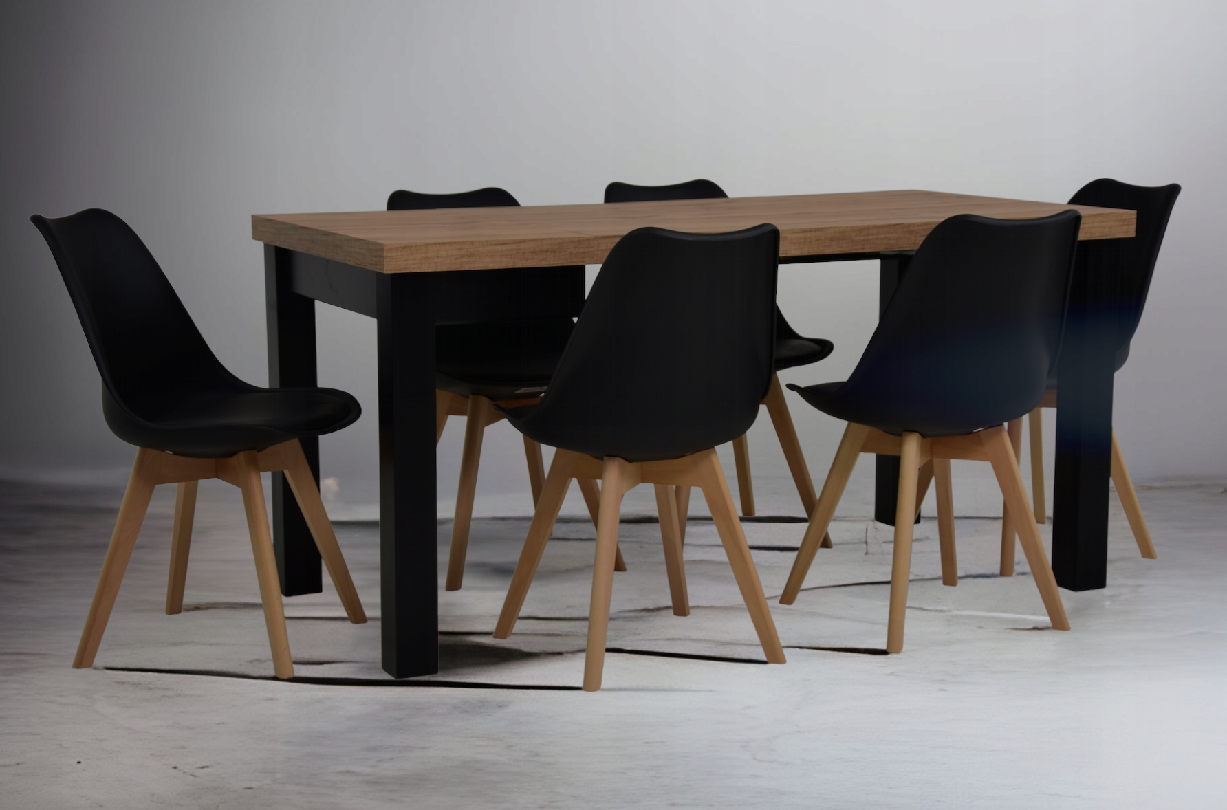 Stół kwadrat rozkładany 80x80/160 6 Krzeseł KOLORY Kształt blatu kwadratowy