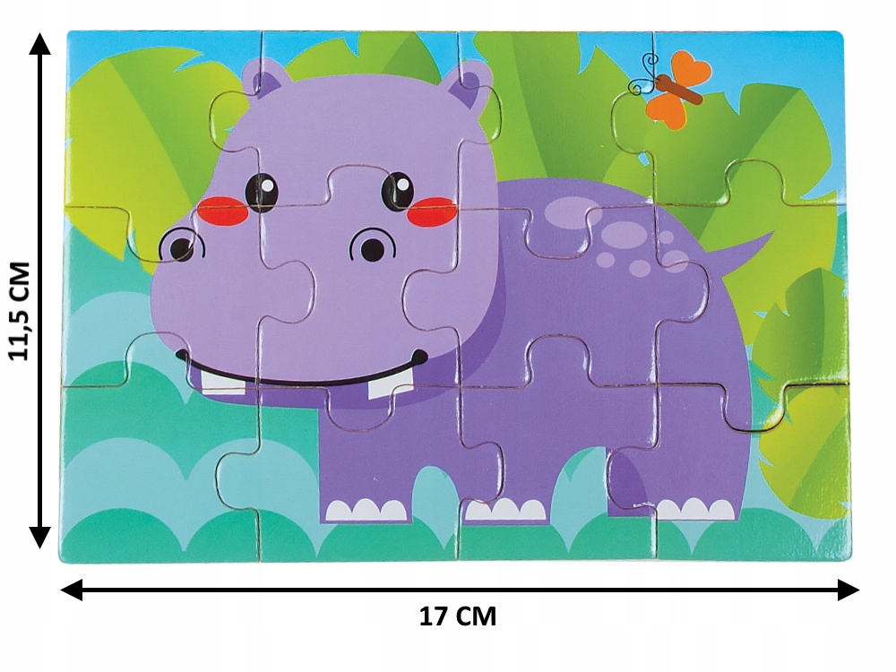 UKŁADANKA DREWNIANA 4W1 ZOO PUZZLE 12 EL. Wiek dziecka 12 m +