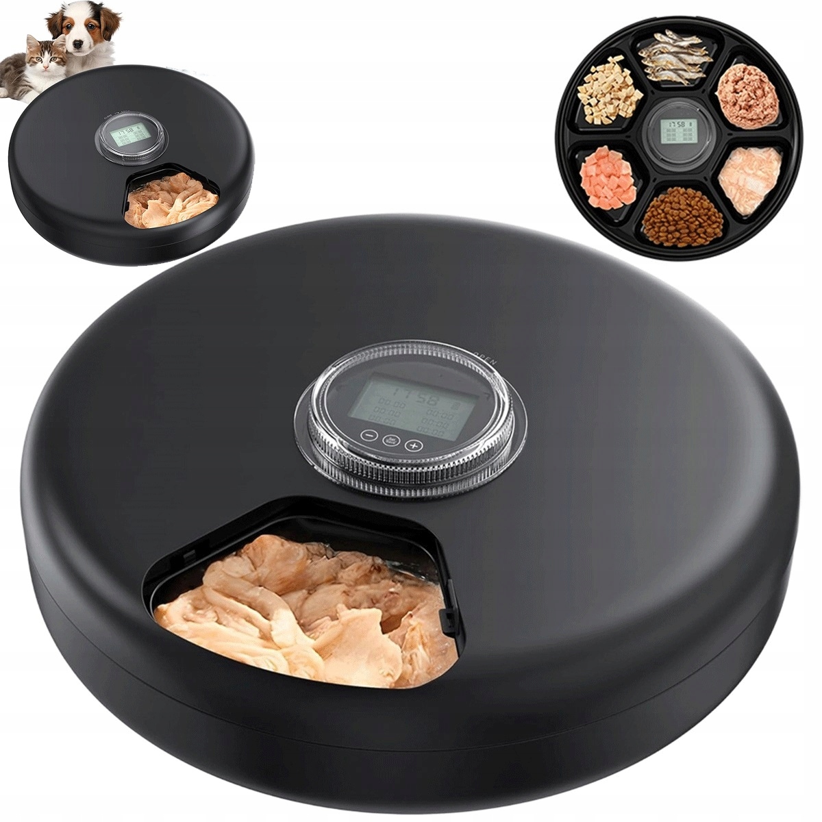 6-przegrodowy karmnik z 2 wkładami chłodzącymi do suchej i mokrej karmy