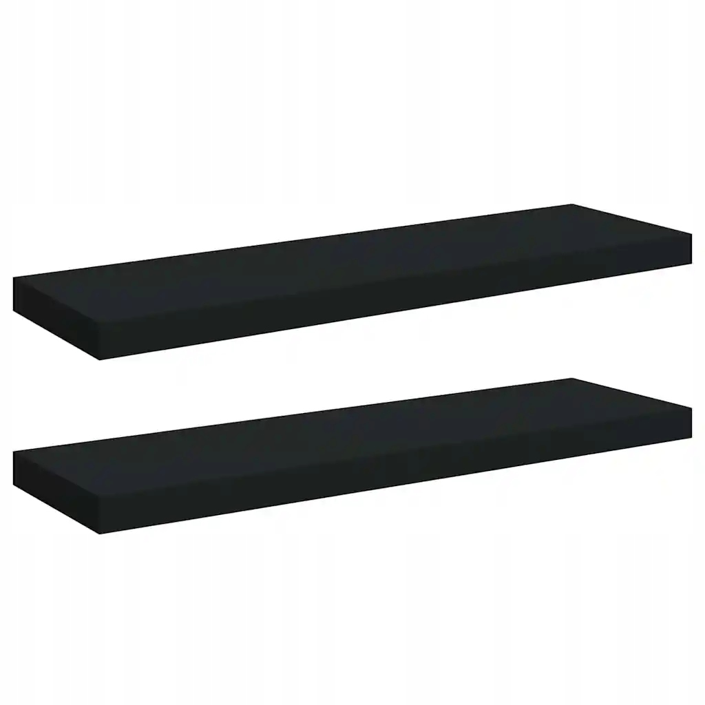 Sada 2 černých Polic Mdf a kovu, 80 x 23,5 x 3,8 cm