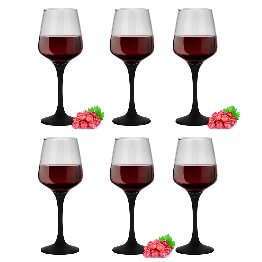 

6x Czarne Kieliszki Do Wina 300 ml