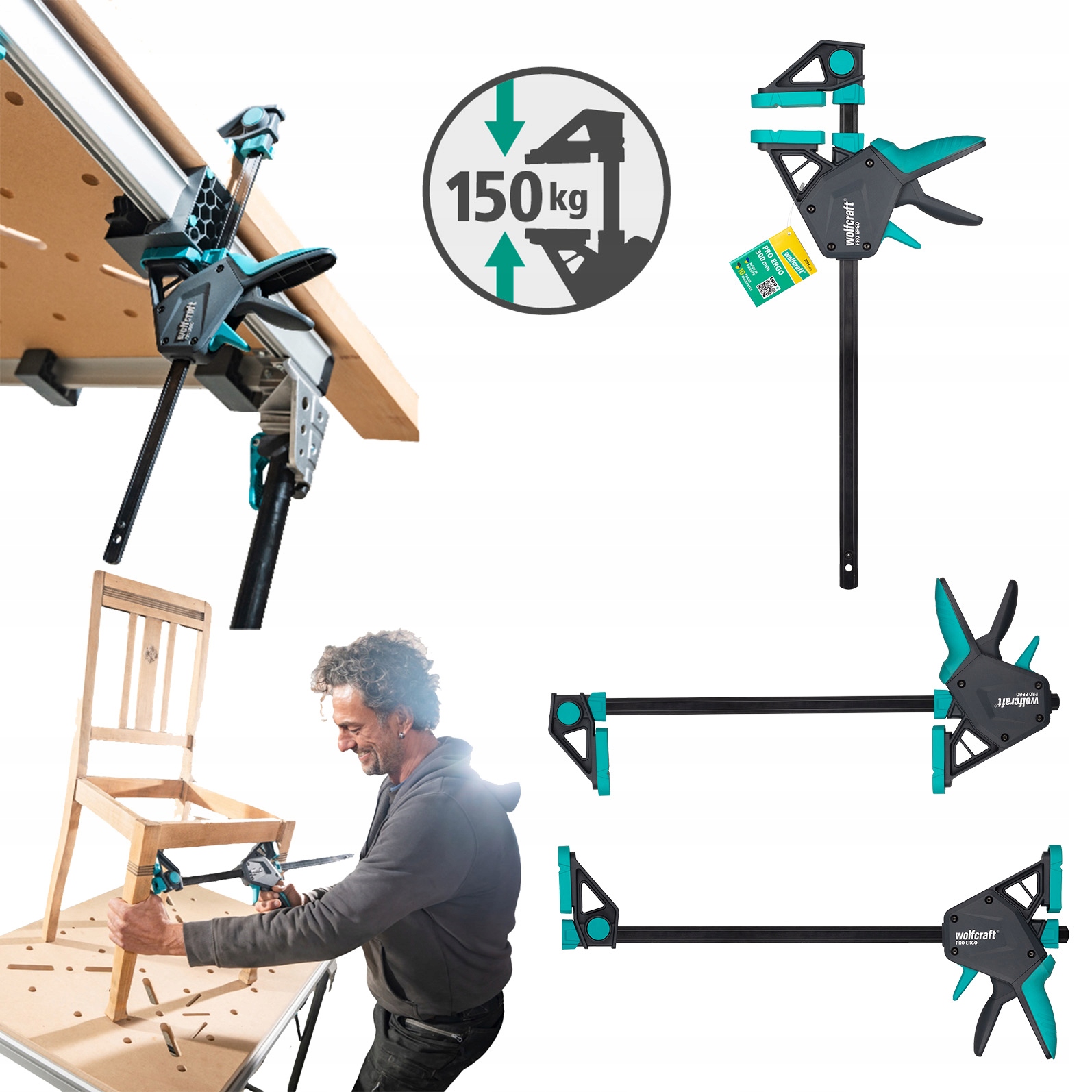 Ścisk Stolarski Jednoręczny Pro Ergo, 300 MM 3091000 Wolfcraft