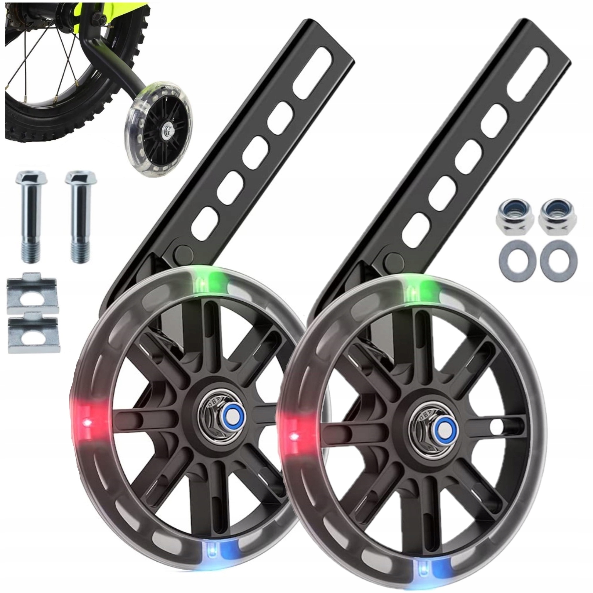 KÓŁKA BOCZNE LED DO ROWERU KOŁA PODPOROWE+ PROWADNIK DO ROWERKA DZIECIĘCEGO Kod producenta 14150