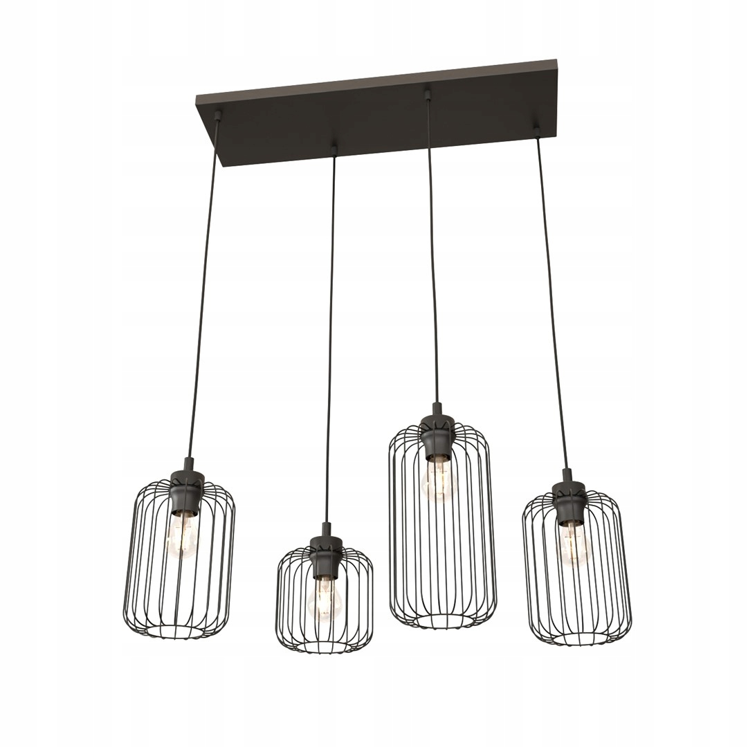 Loftová závesná lampa so 4 drôtenými tienidlami čierna do obývačky 70 cm Emibig
