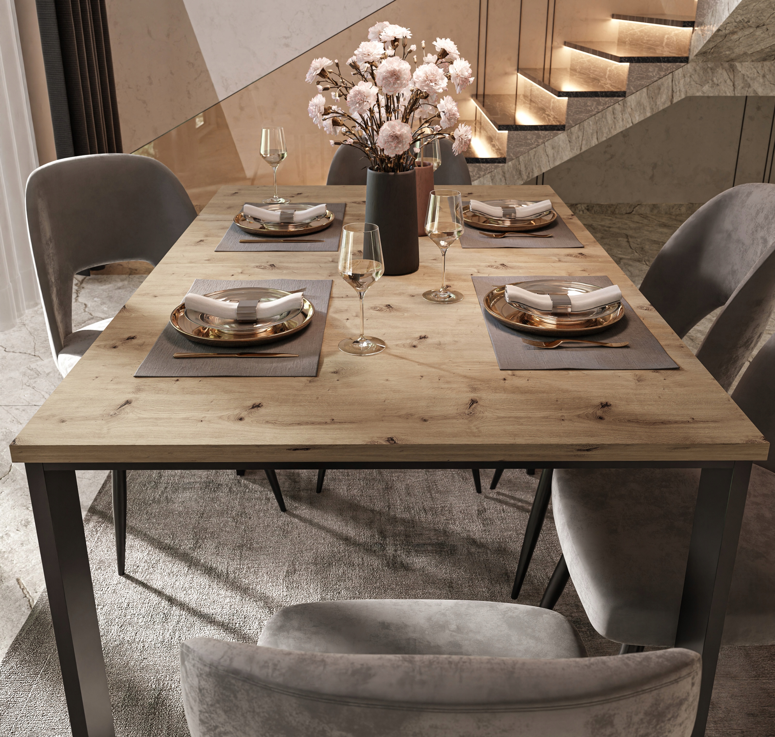 Stół rozkładany ART LOFT 125-320 cm dąb artisan Wysokość mebla 77 cm