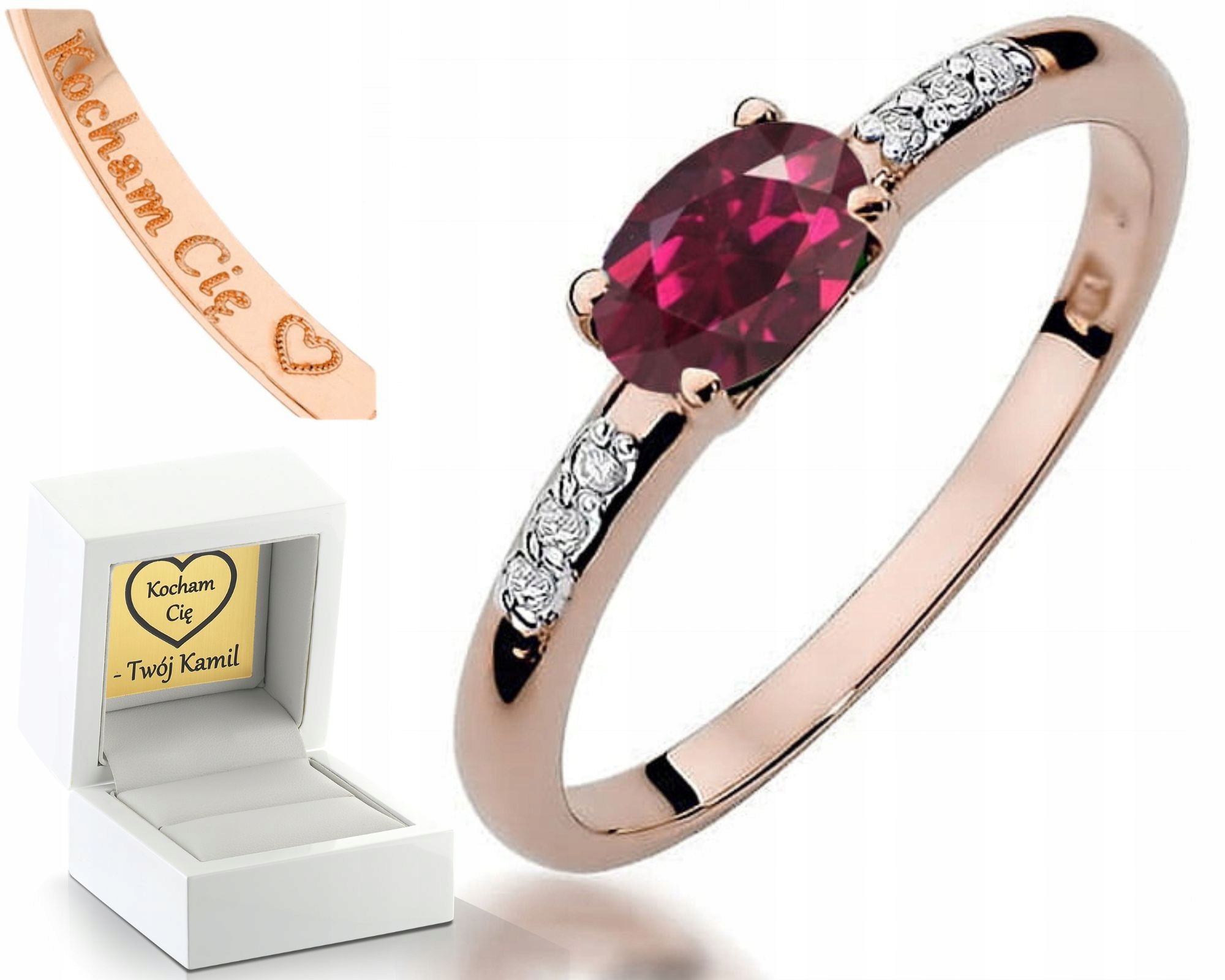 Zlatý Prstýnek S Rodolitem A Brilianty, Růžové Zlato 585