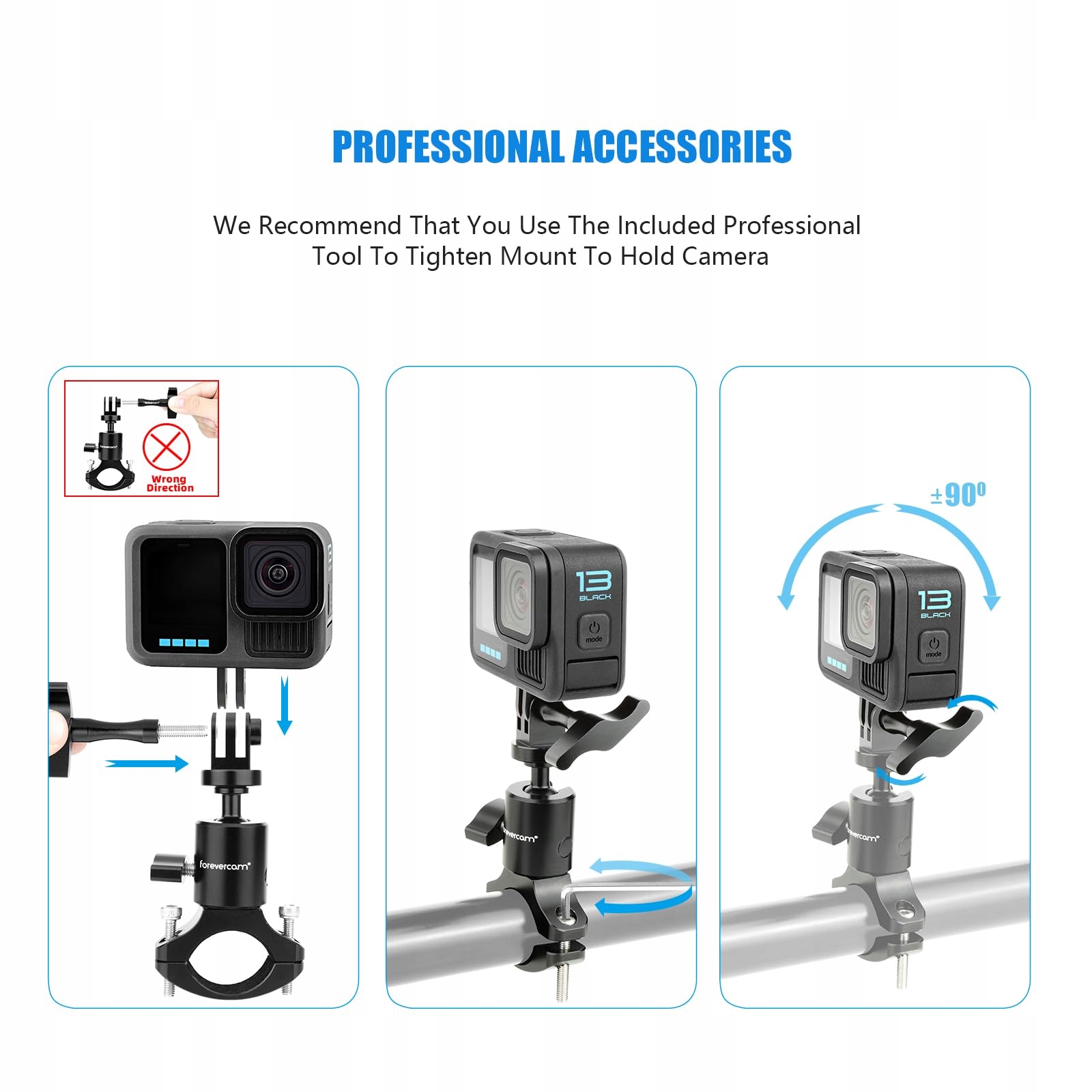 Uchwyt Rowerowy 360 Do Kamery GoPro Na Kierownicę Motocykl Moto FOREVERCAM — miniatura 4