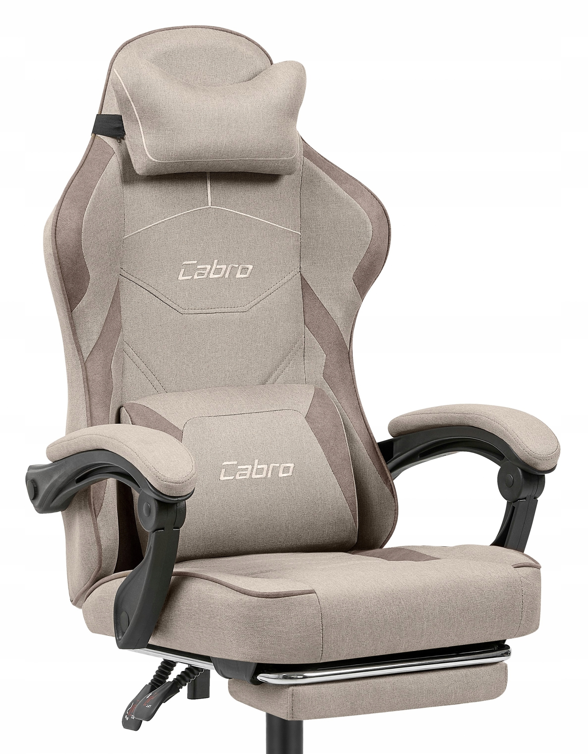 FOTEL GAMINGOWY MATERIAŁOWY CABRO C502 BEŻowy CZARNY