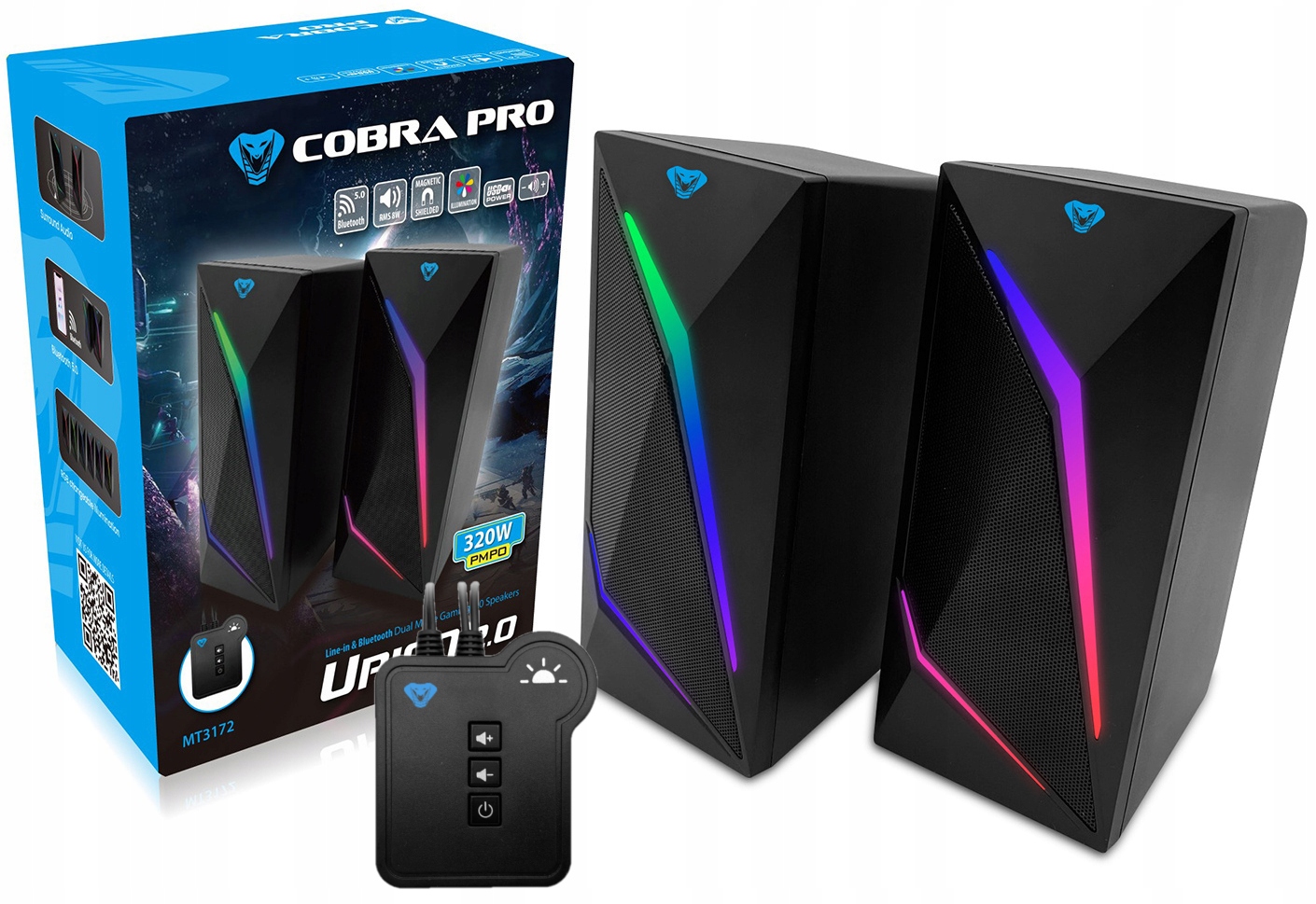 GŁÓŚNIKI 2.0 GAMINGOWE DLA GRACZA BLUETOOTH 5.0