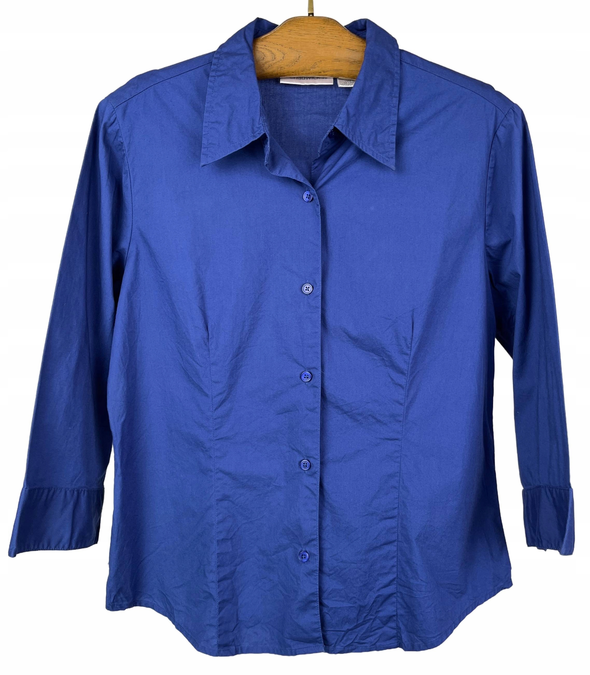 Koszula damska z rękawem 3/4 granatowa niebieska gładka Chadwicks r. L USA