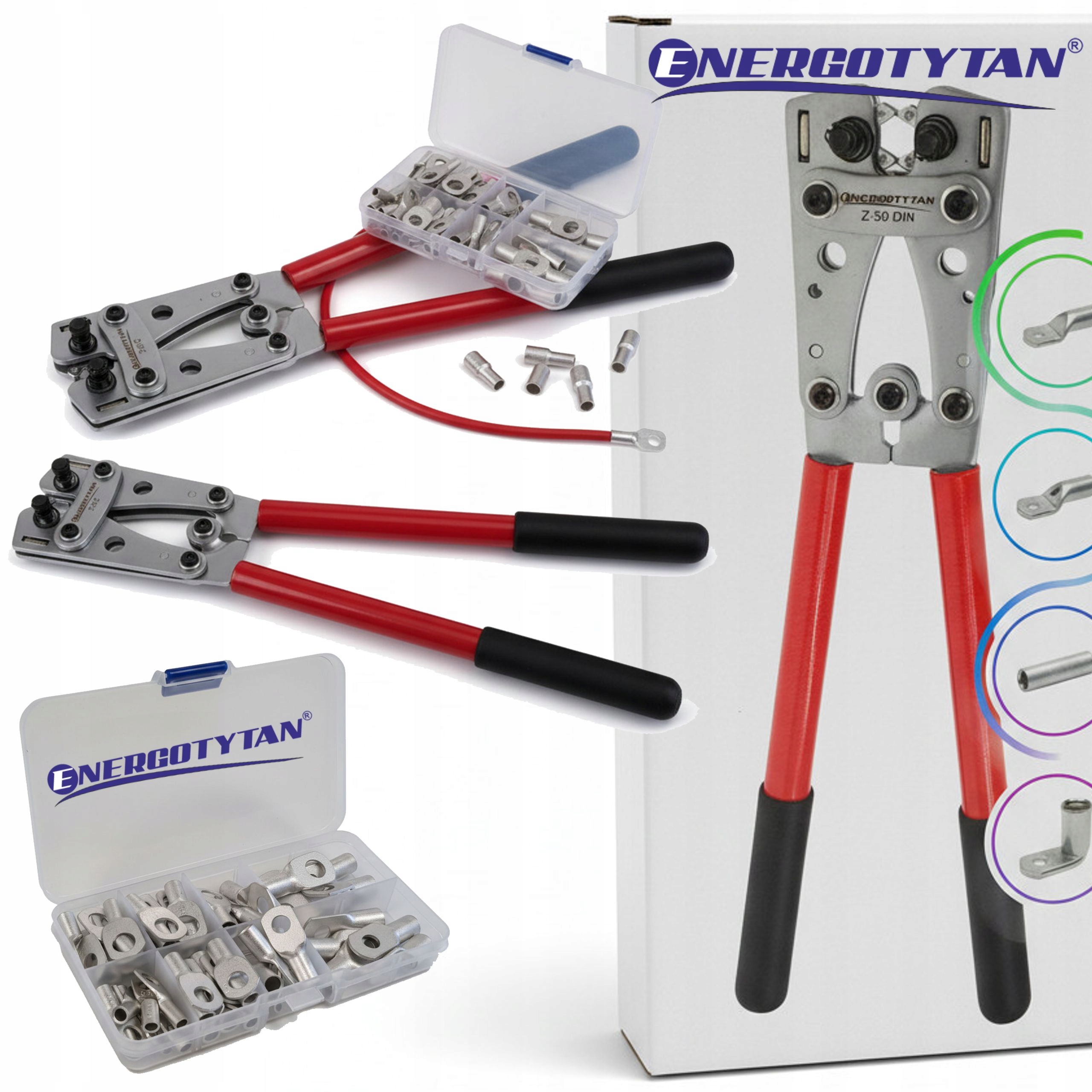 ZACISKARKA PRASKA DO KABLI TULEJEK PRZEWODÓW 6-50 + KOŃCÓWKI OCZKOWE / SET