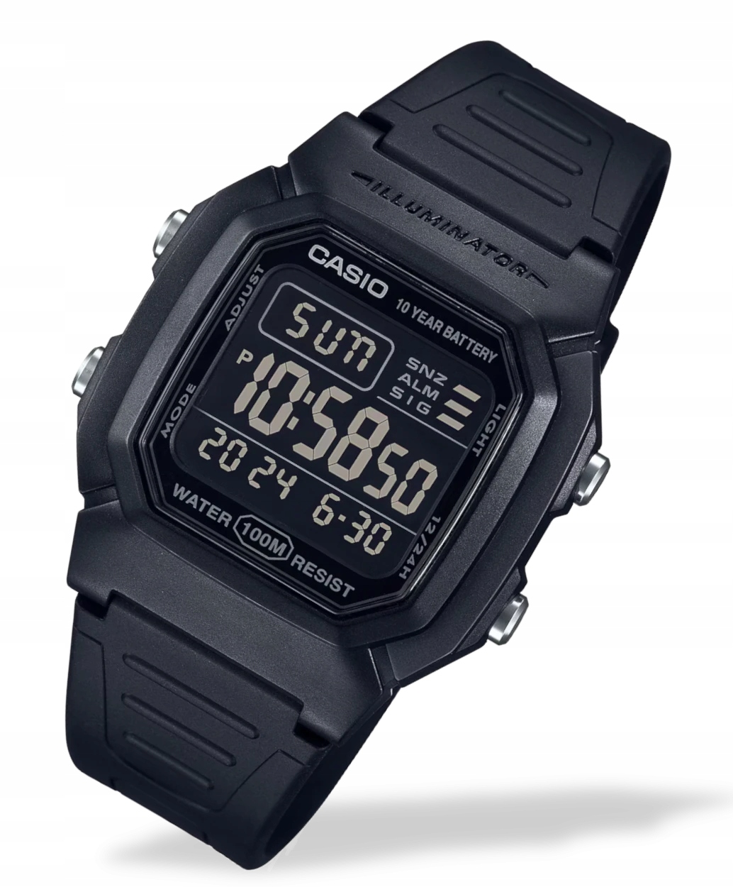 Nové černé sportovní hodinky na řemínku Casio W-800H WR100M krabička s kabelkou