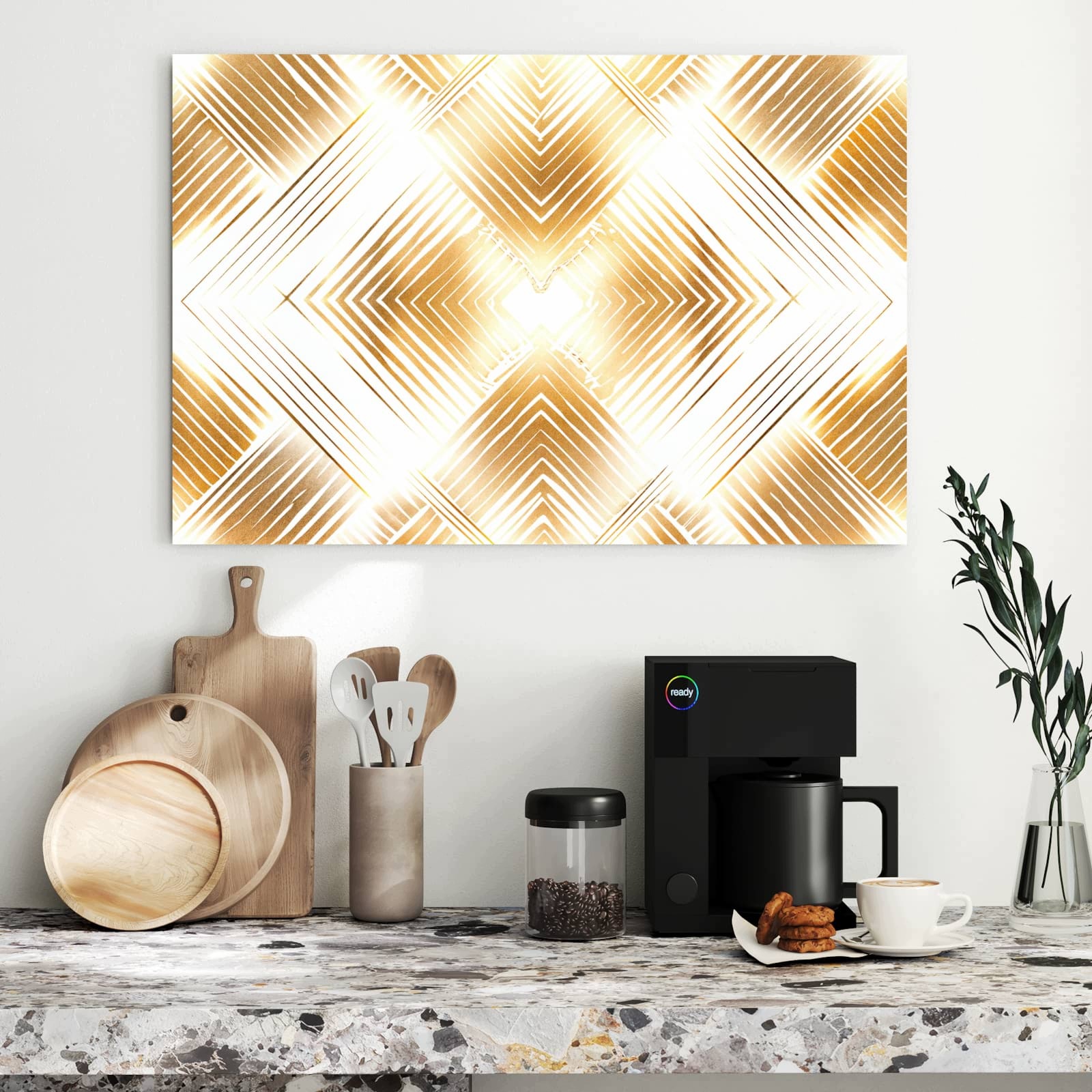 Magnetická tabule Zlaté Vzor trojúhelníkový 90 × 60 cm