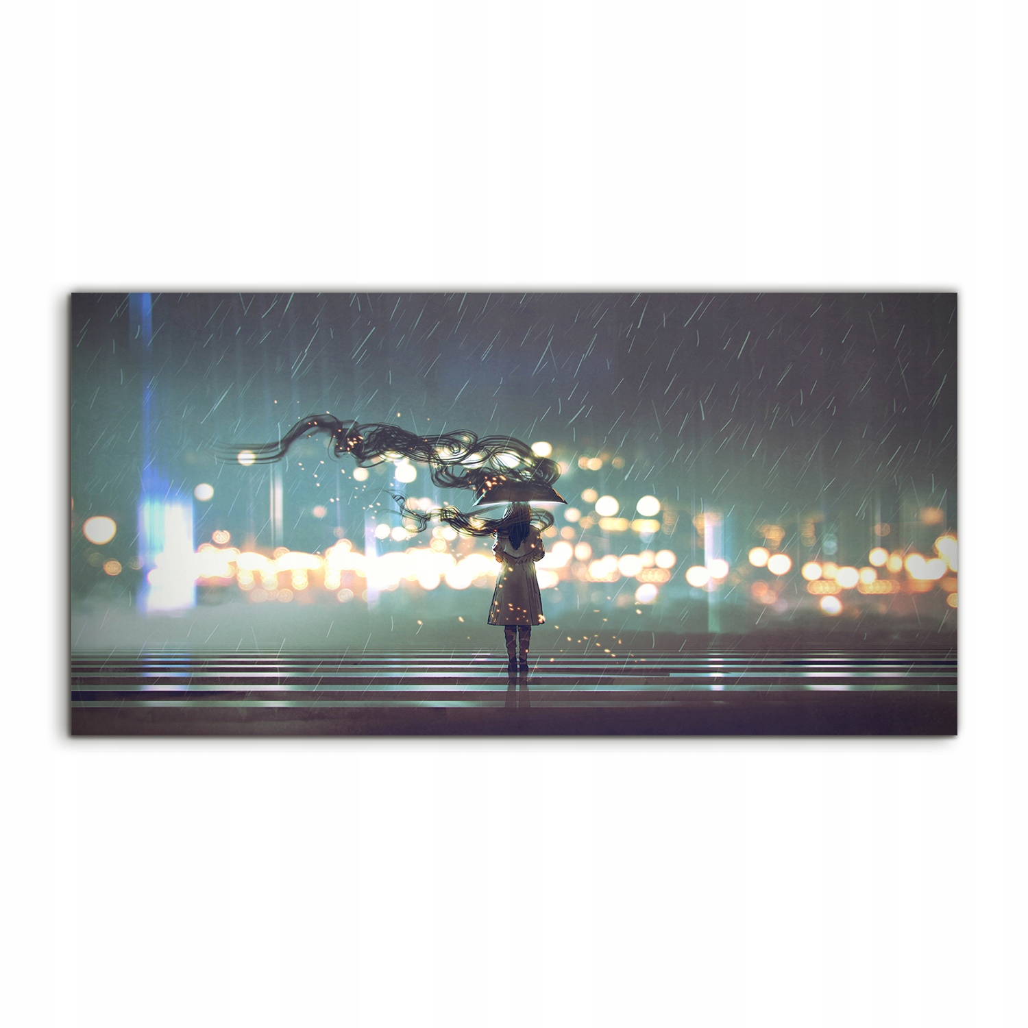 Fotoobraz 100x50 nástenný Žena Dáždnik s grafikou