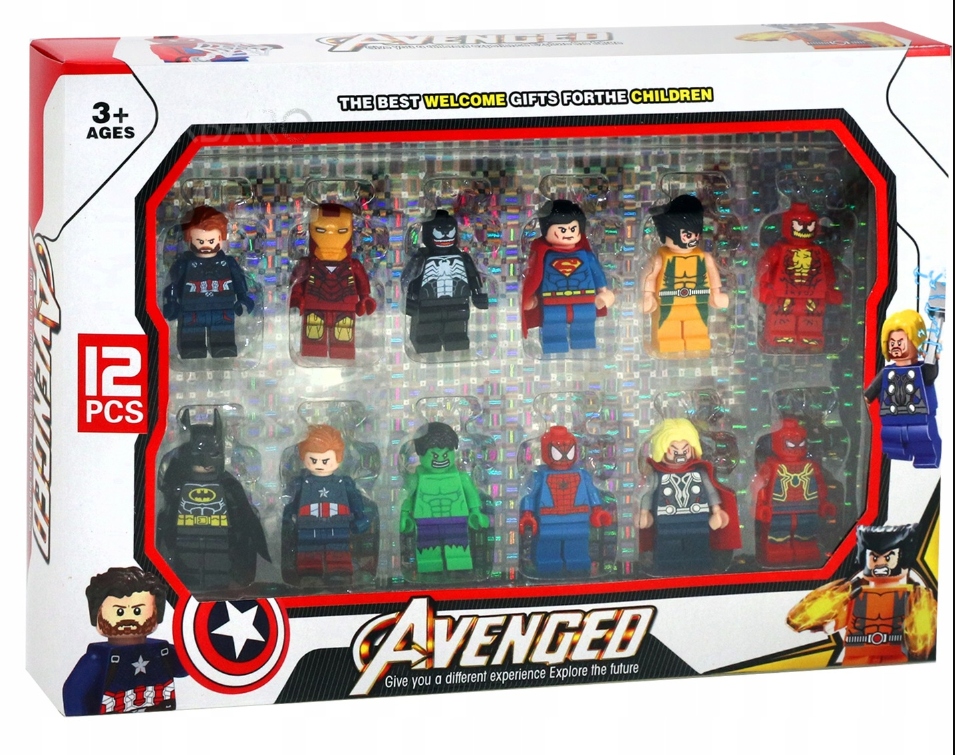 KLOCKI miniFIGURKI Hulk, Spider, Wolverine 12 figurek