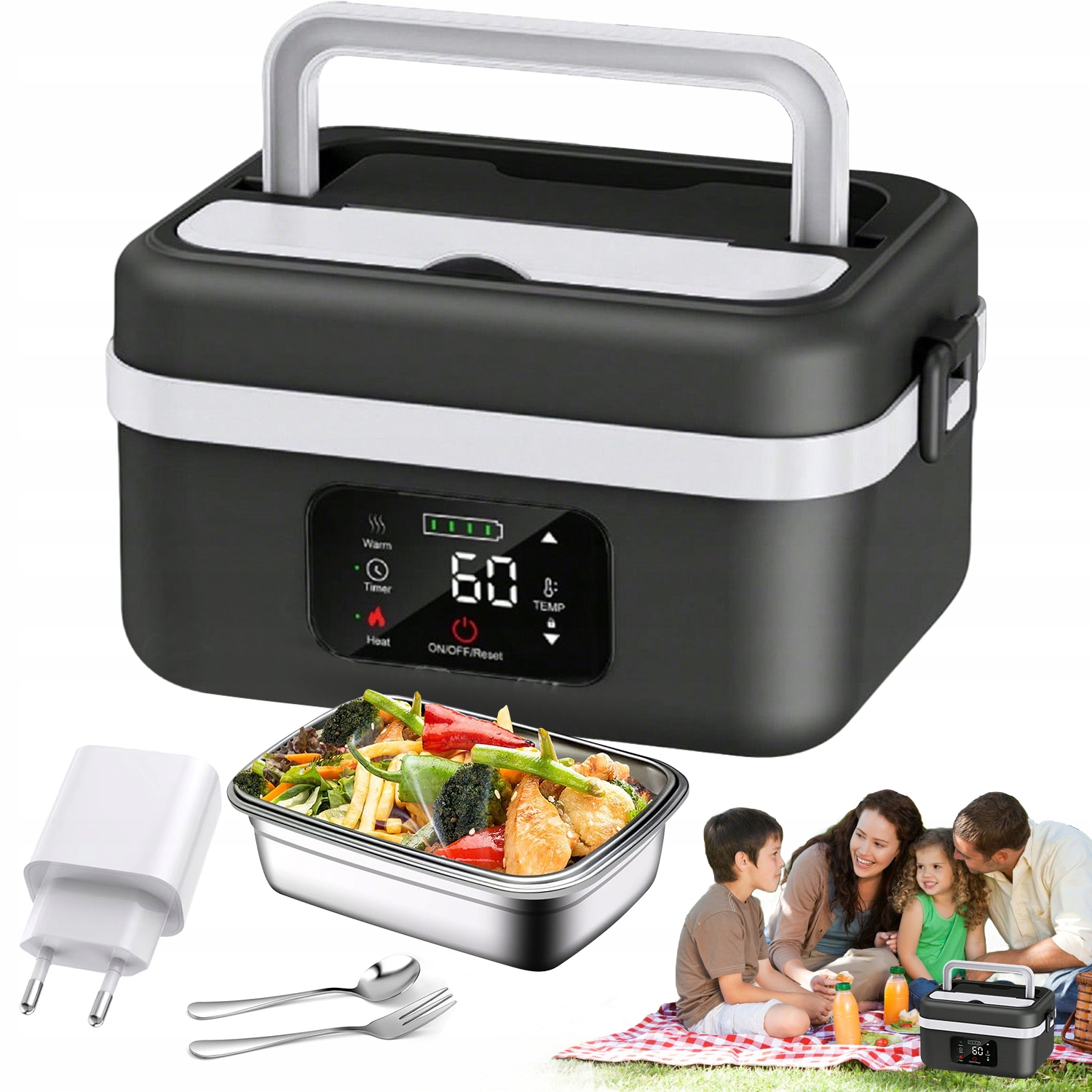 Bezdrátově Vyhřívaný Obědový Box 16000 Mah Pro Práci Na Cestách 1000 ML