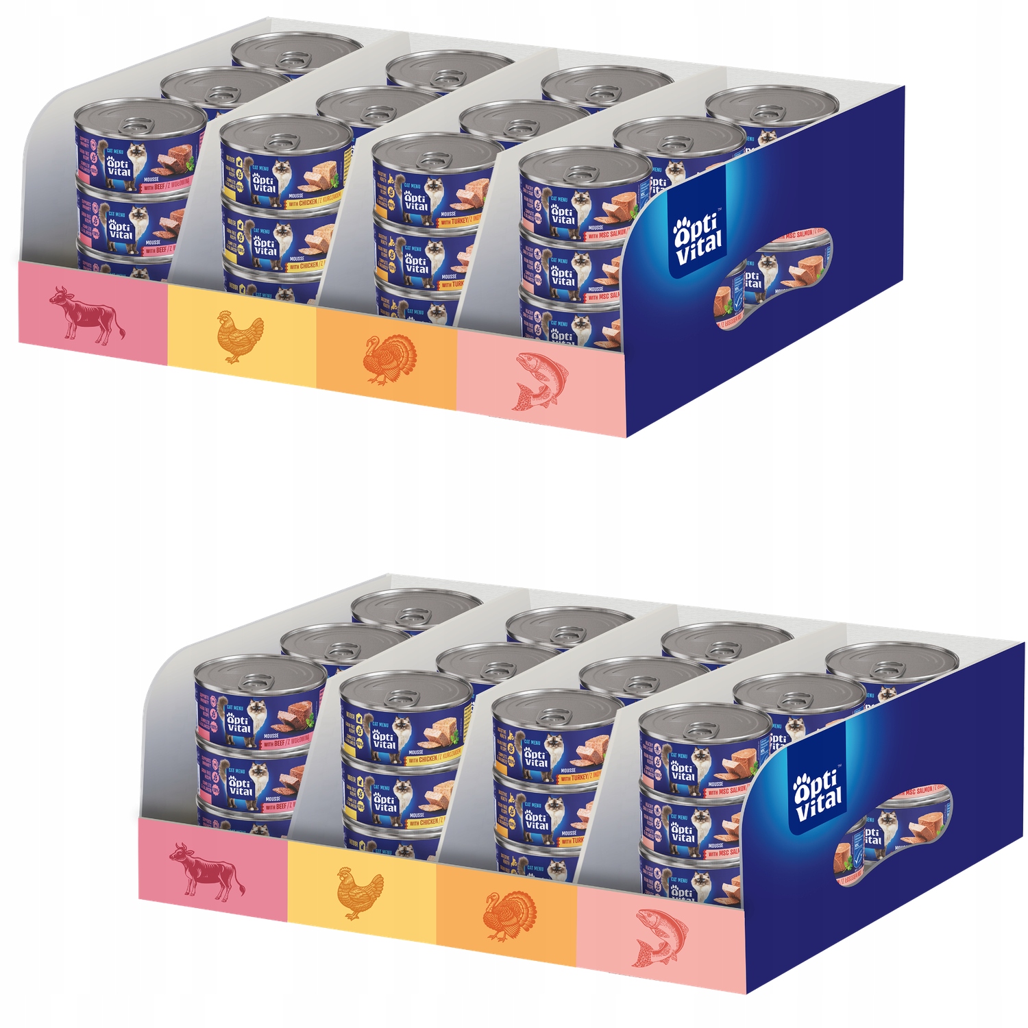 Optivital Pěna mix chutí Krmivo v mini konzervě pro dospělé kočky 85 g x 72 g