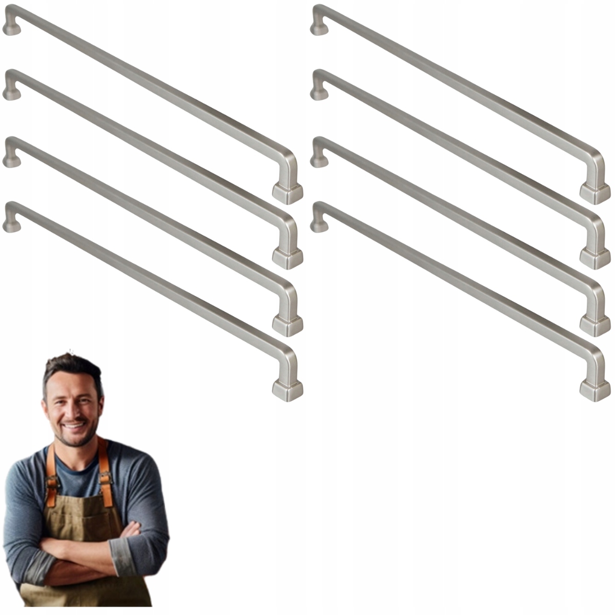 Nábytkový držiak na zásuvku skrinky Tulia 320 mm Inox, brúsená oceľ 8ks
