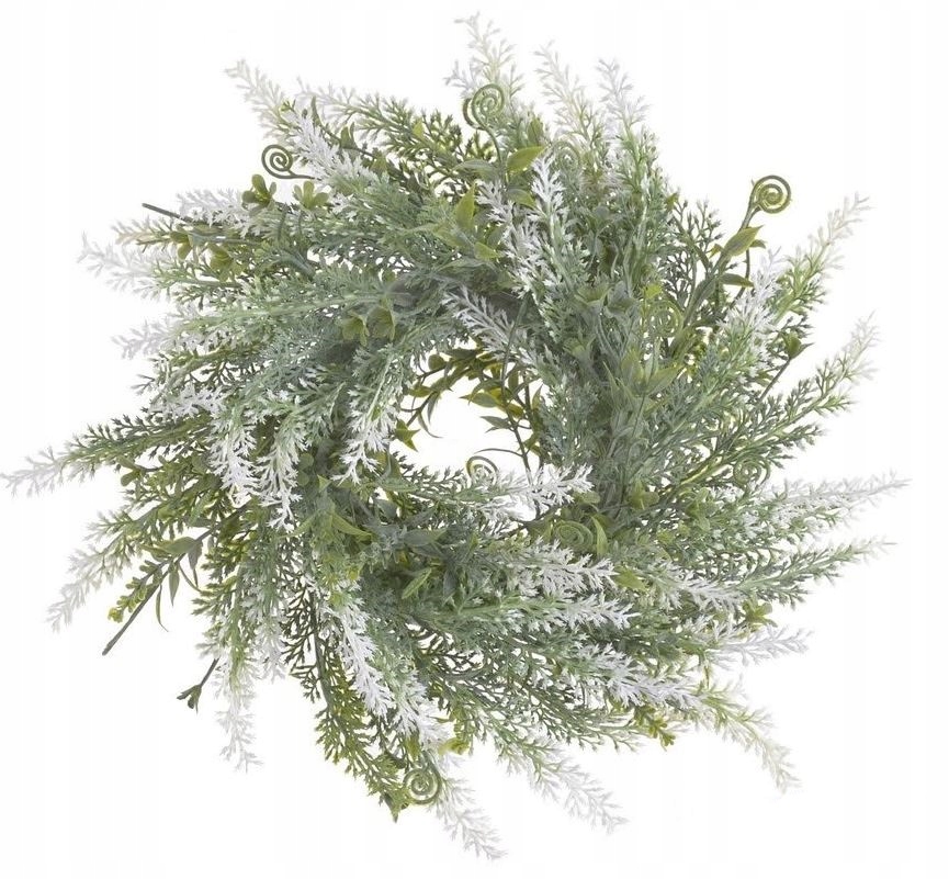 

Wianek ozdobny gałązki lawenda zioła Biały 35 cm