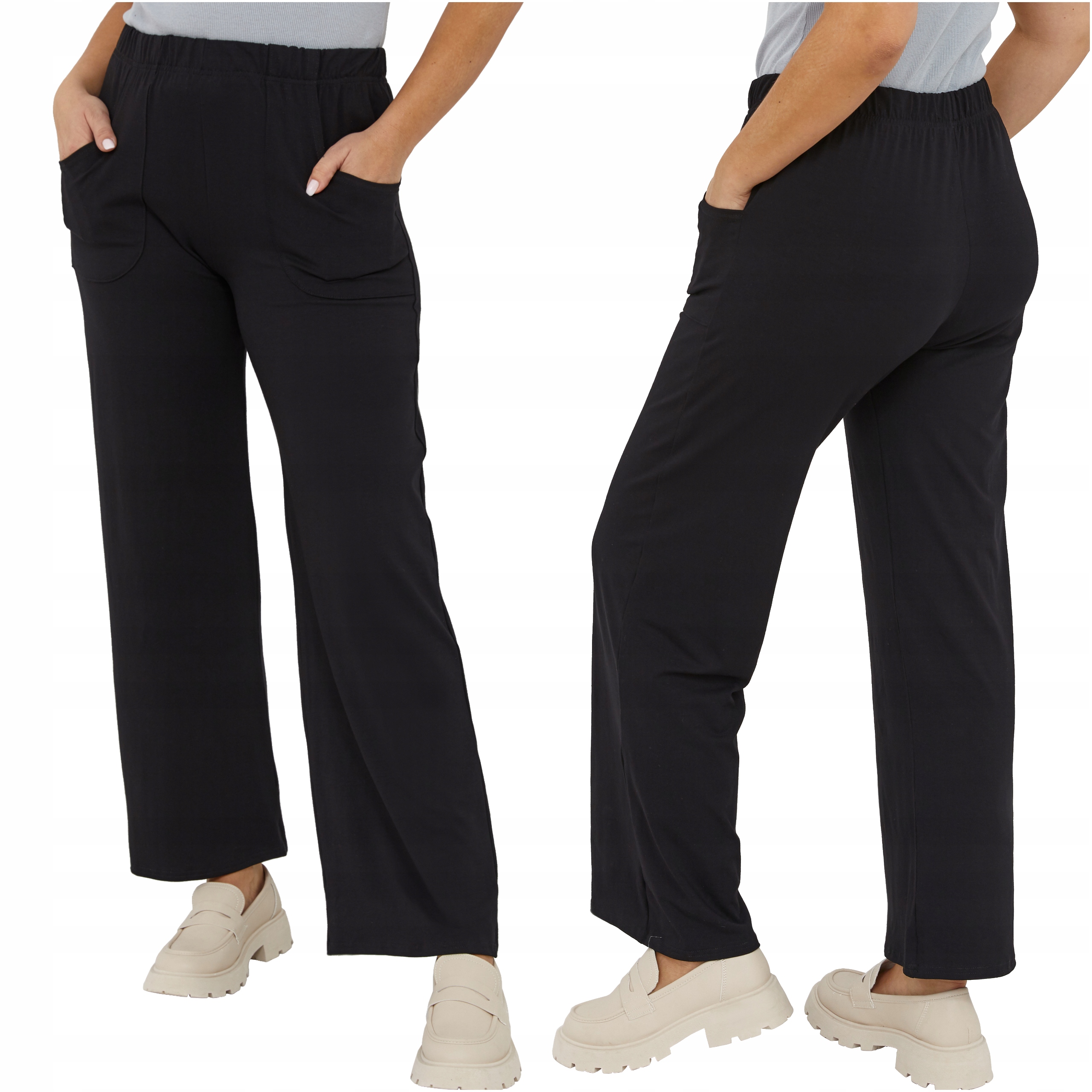 Dámské kalhoty Široké Vysoký pas Velké Jednoduché Plus Size s gumou