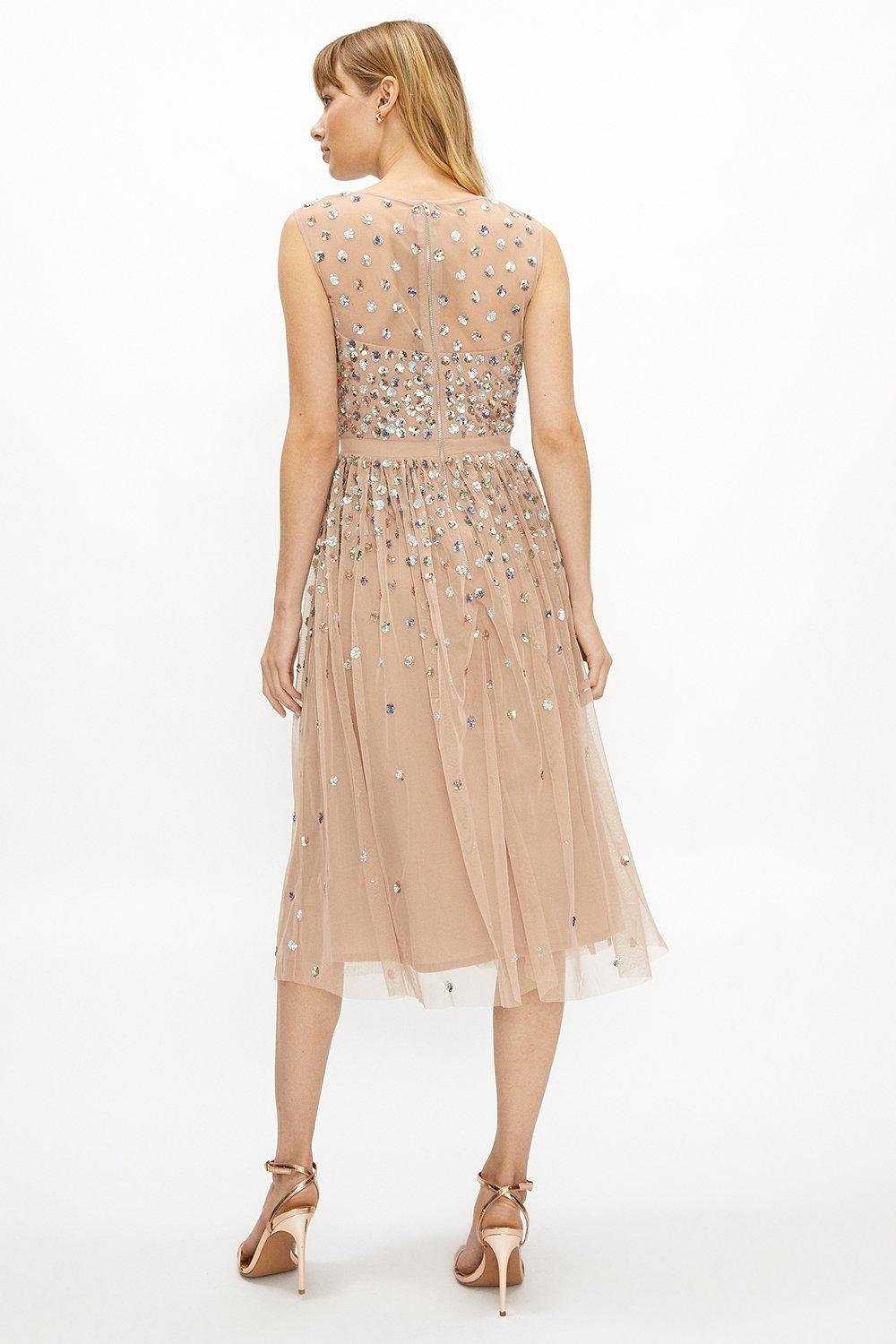 7M 111 COAST SUKIENKA TIULOWA Z CEKINAMI MIDI 36 Rozmiar 36