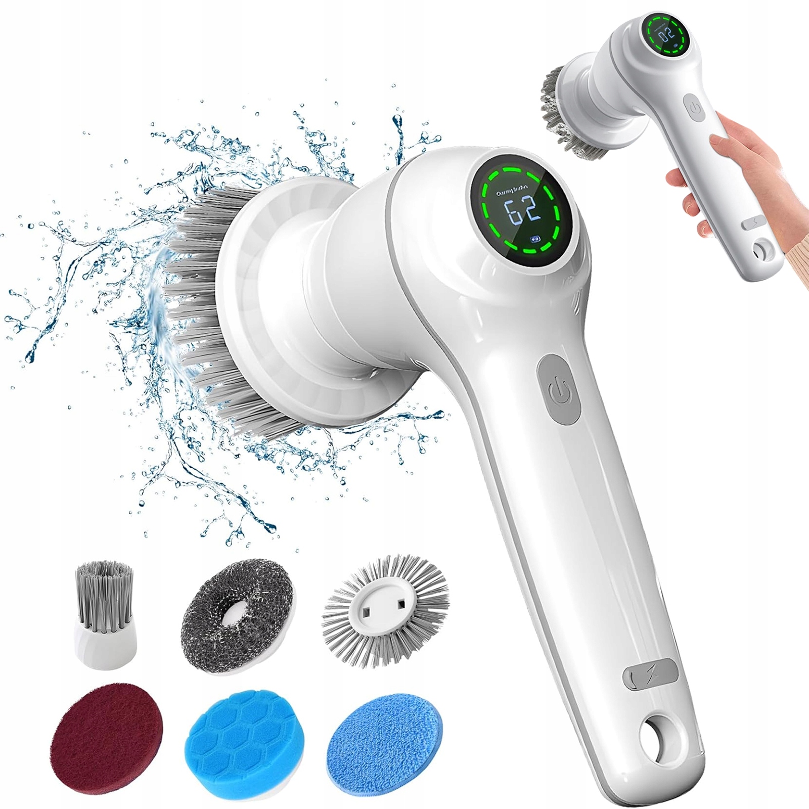 Levně Elektrický Rotační Kartáč IPX7 8 S Vyměnitelnými Nástavci Do Kuchyně, Bílý