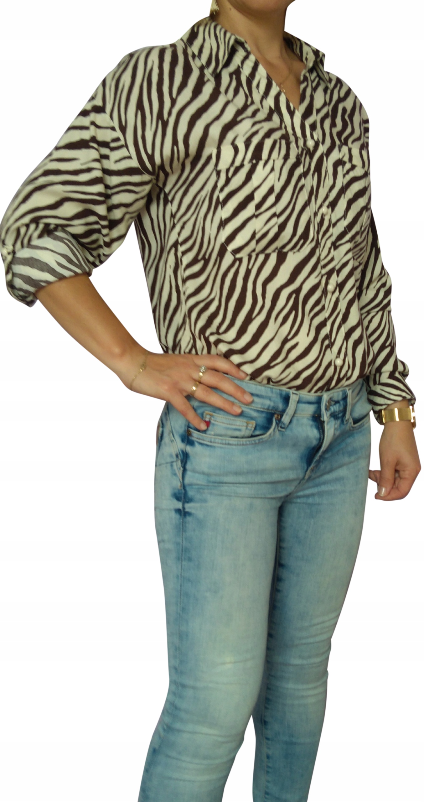 Koszula modna WZÓR TYGRYSA nowość HIT!!! Dekolt kołnierzyk