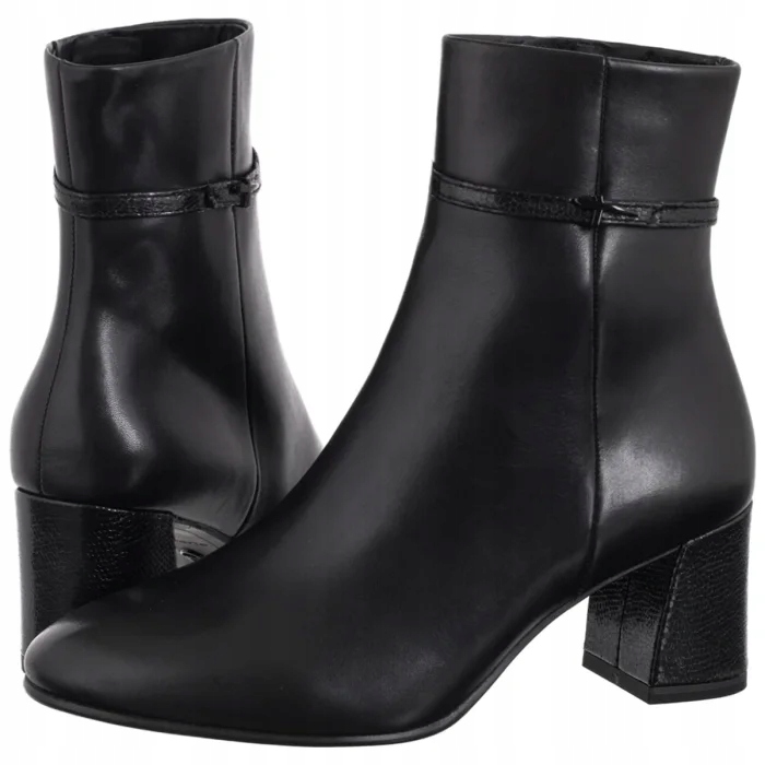 Dámské kožené Kotníkové Boty na podpatku Tamaris černé 1-25336-43 černé