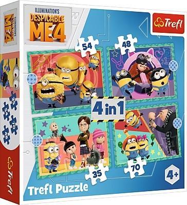 PUZZLE 4W1 ZWARIOWANE MINIONKI TREFL, TREFL