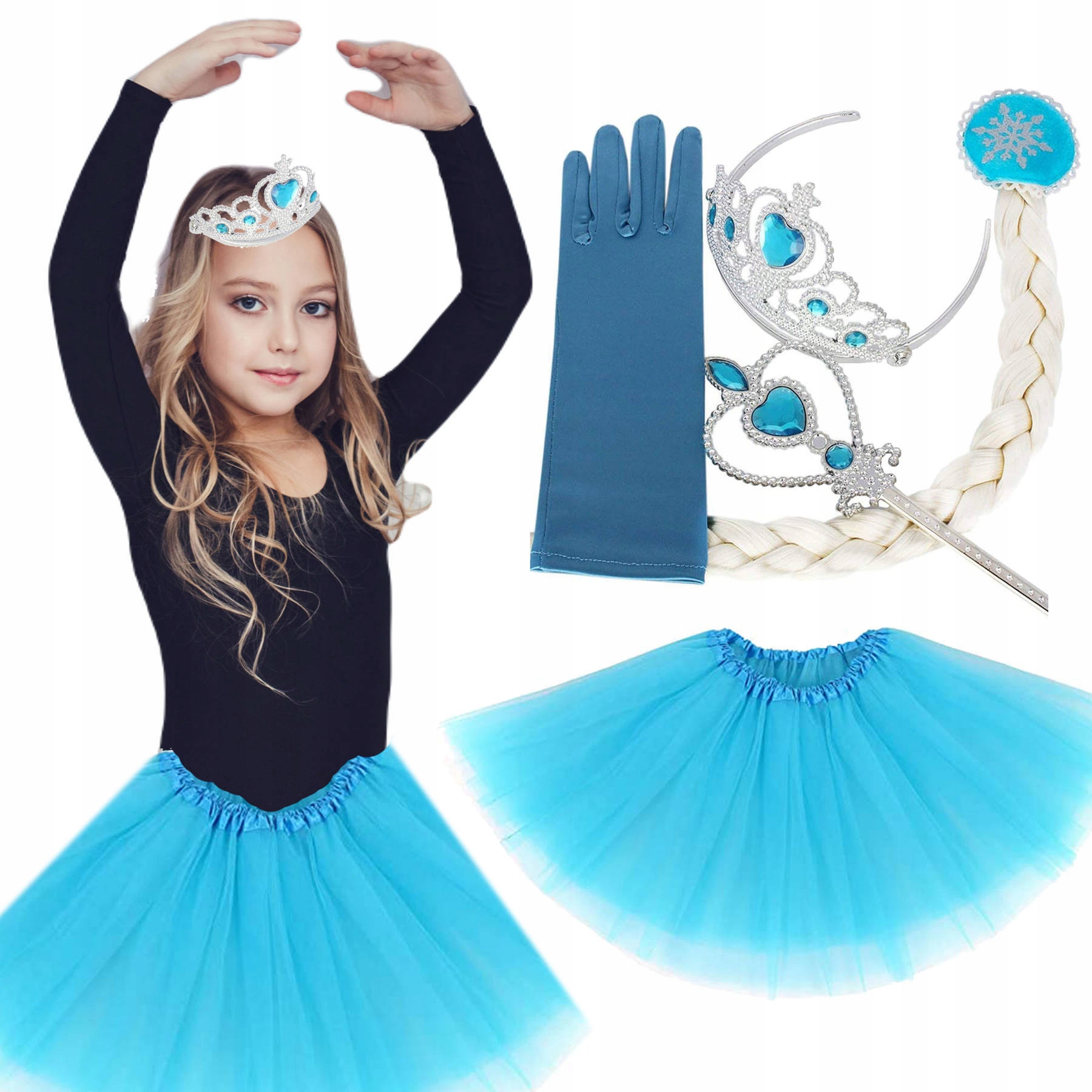 

Strój Księżniczki Kostium Elza Spódniczka Warkocz